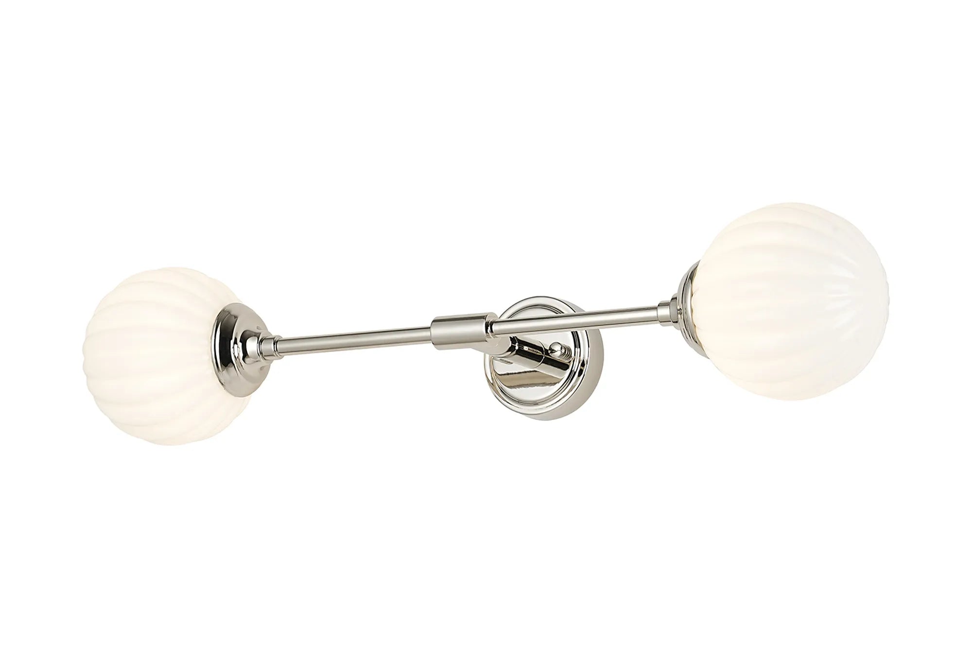 Dene Ceiling & Wall Light - Linear 2 Light - IP44 Nickel & White Round Segment Glass