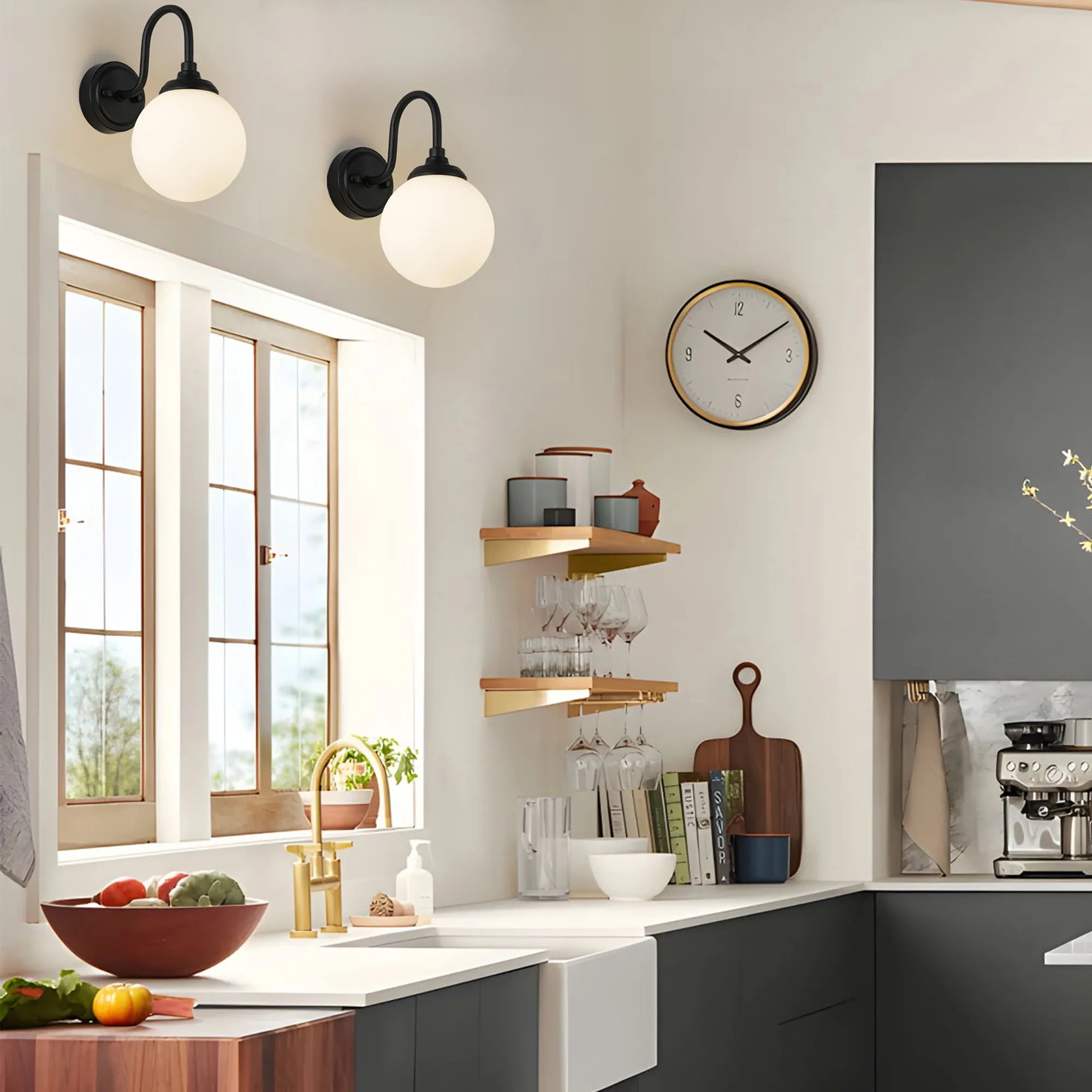 Dene Curved Arm Wall Light - Frame 1 Light - IP44 Satin Black