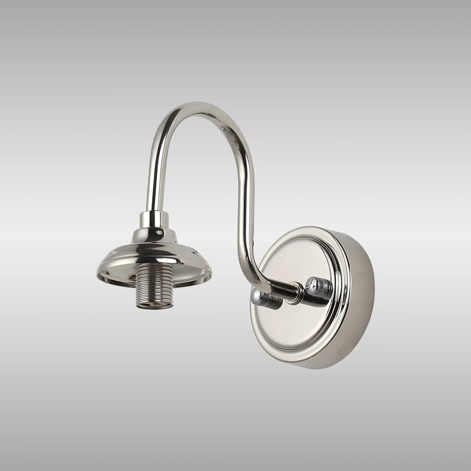 Dene Curved Arm Wall Light - Frame 1 Light - IP44 Polished Nickel