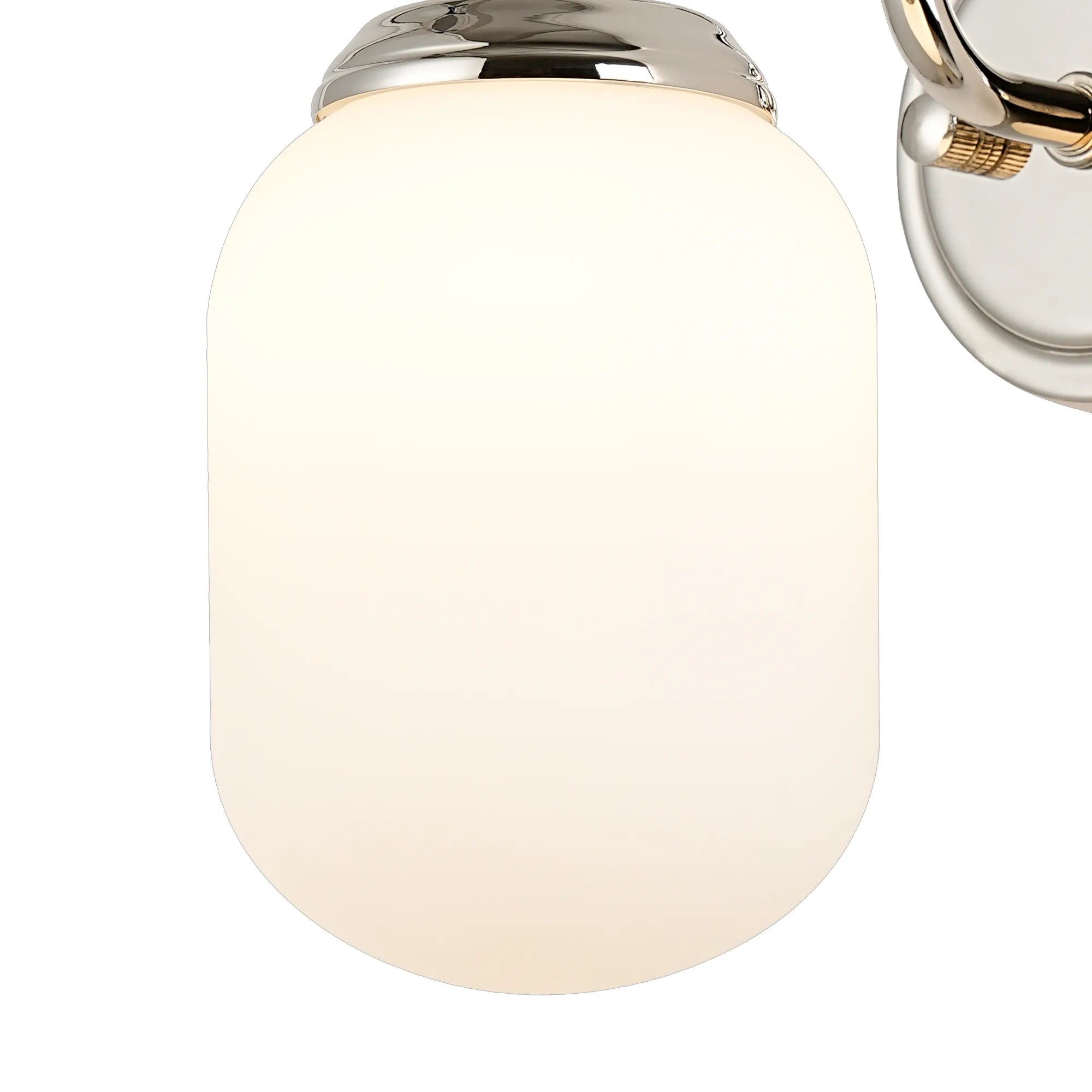 Dene Curved Arm Wall Light - 1 Light - IP44 Polished Nickel & Opal Smooth Tubular Glass