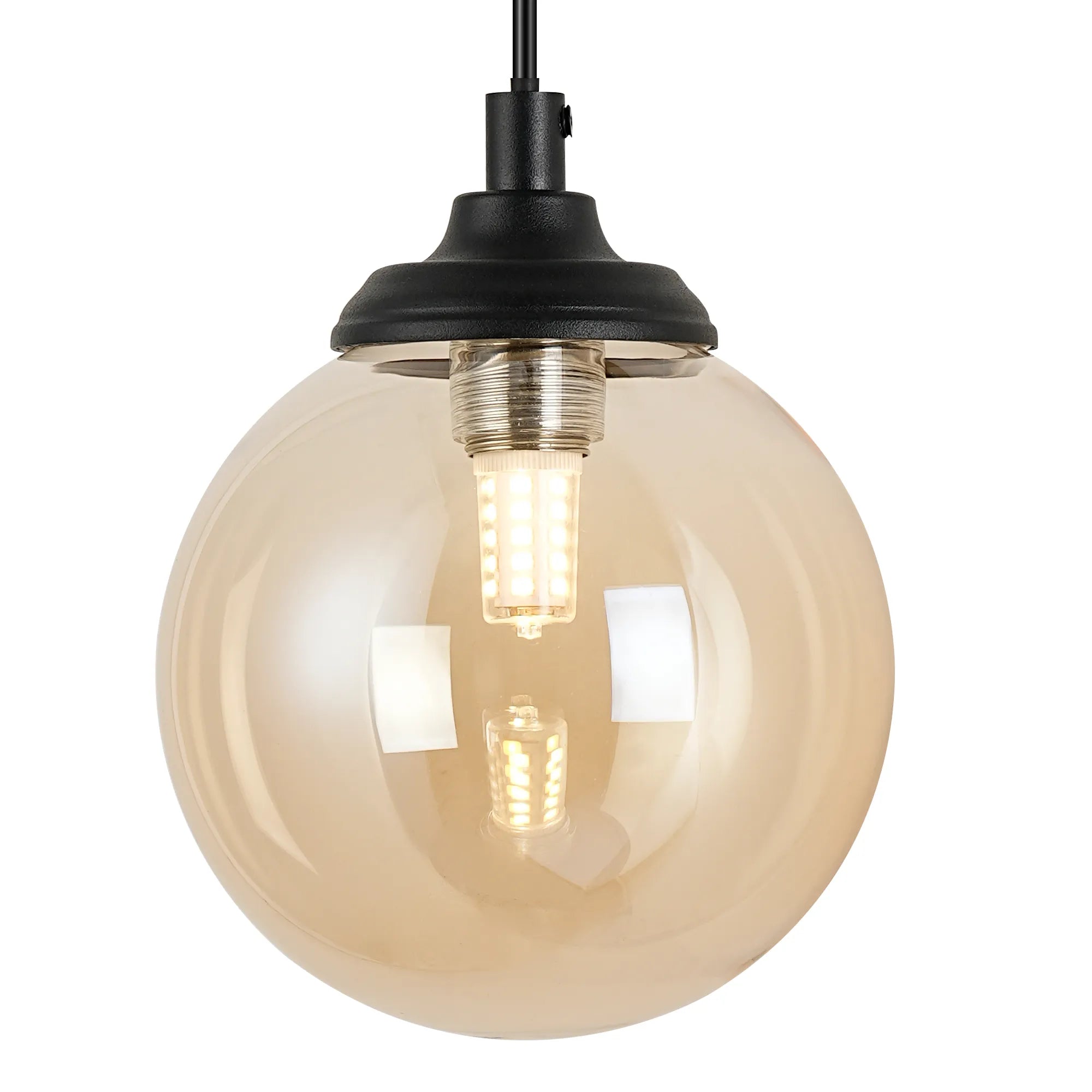 Dene Adjustable Single Wall Light IP44 - Satin Black & Amber Smooth Round Glass