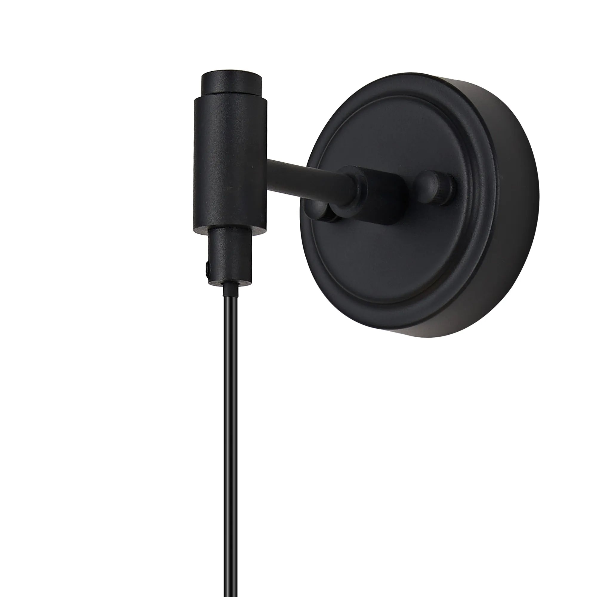 Dene Adjustable Single Wall Light IP44 - Satin Black & Brown & White Round Marble Effect Glass