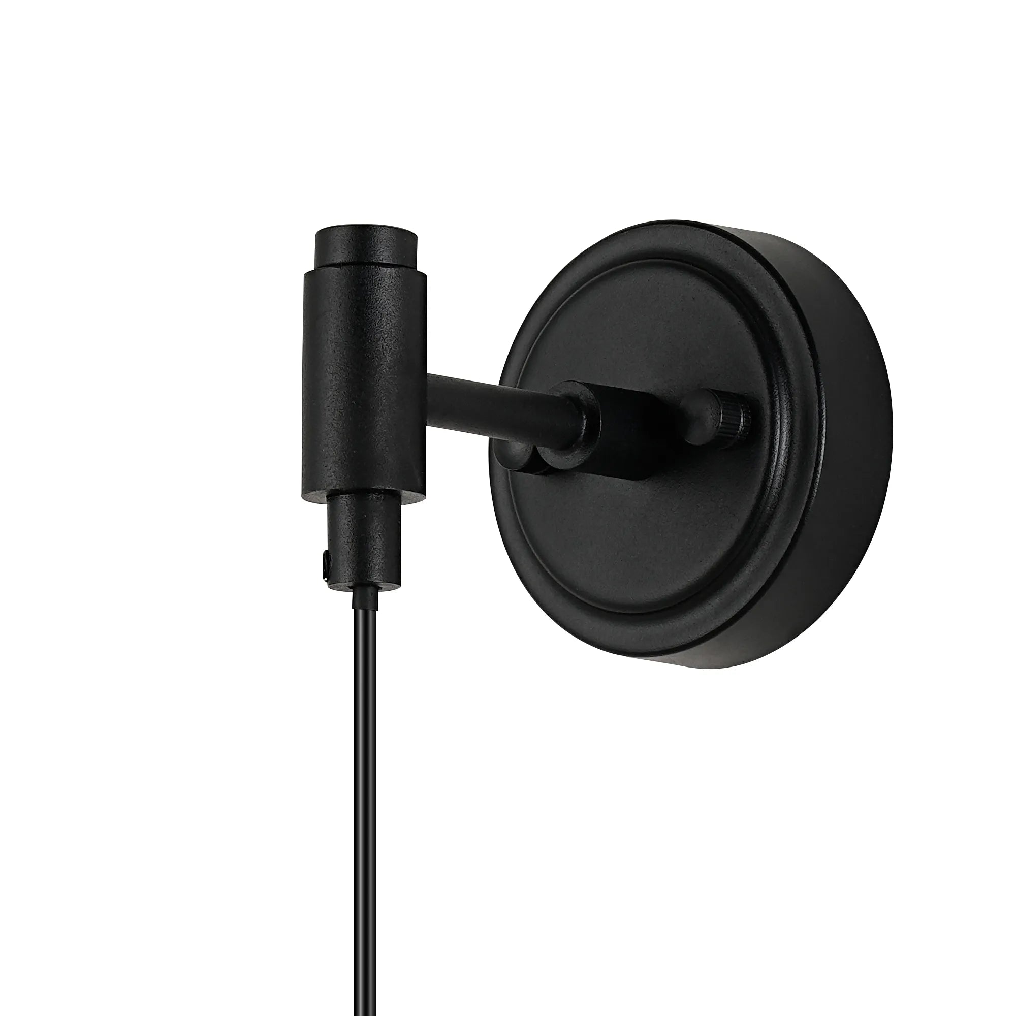 Dene Adjustable Single Wall Light IP44 - Satin Black & Grey & White Round Marble Effect Glass