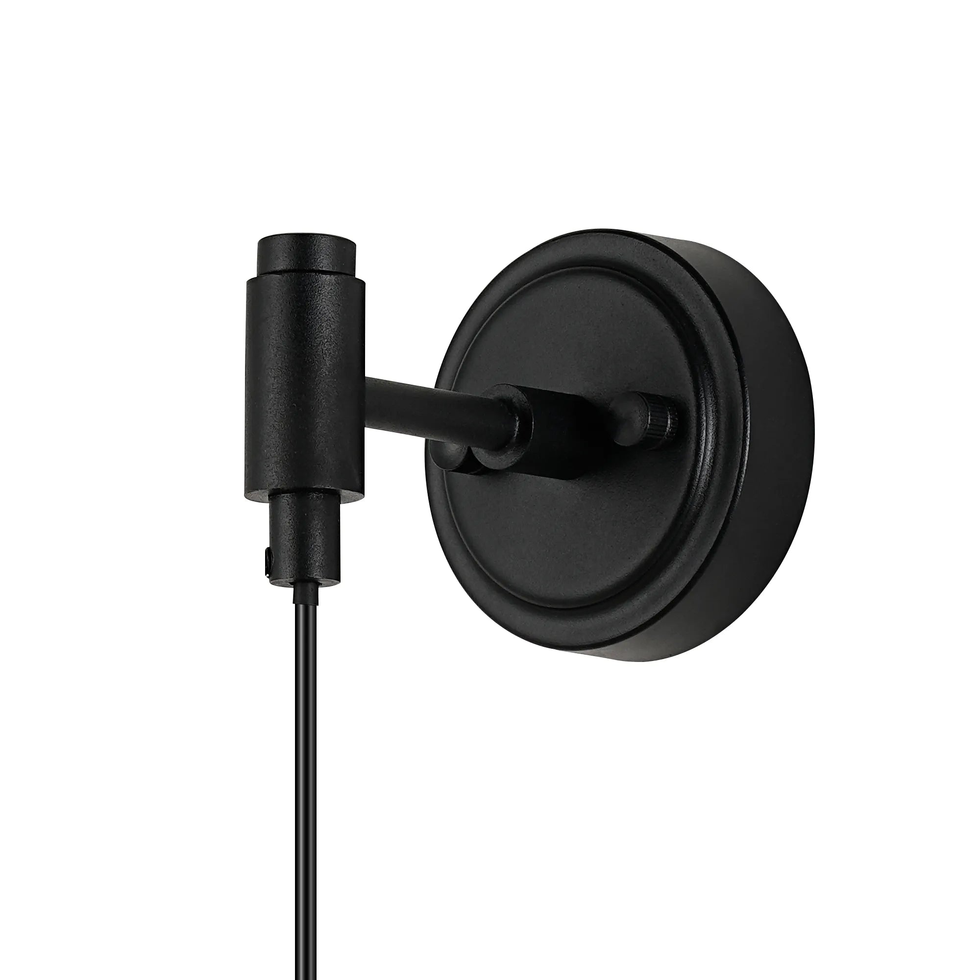 Dene Adjustable Single Wall Light IP44 - Satin Black & Clear Swirl Round Glass