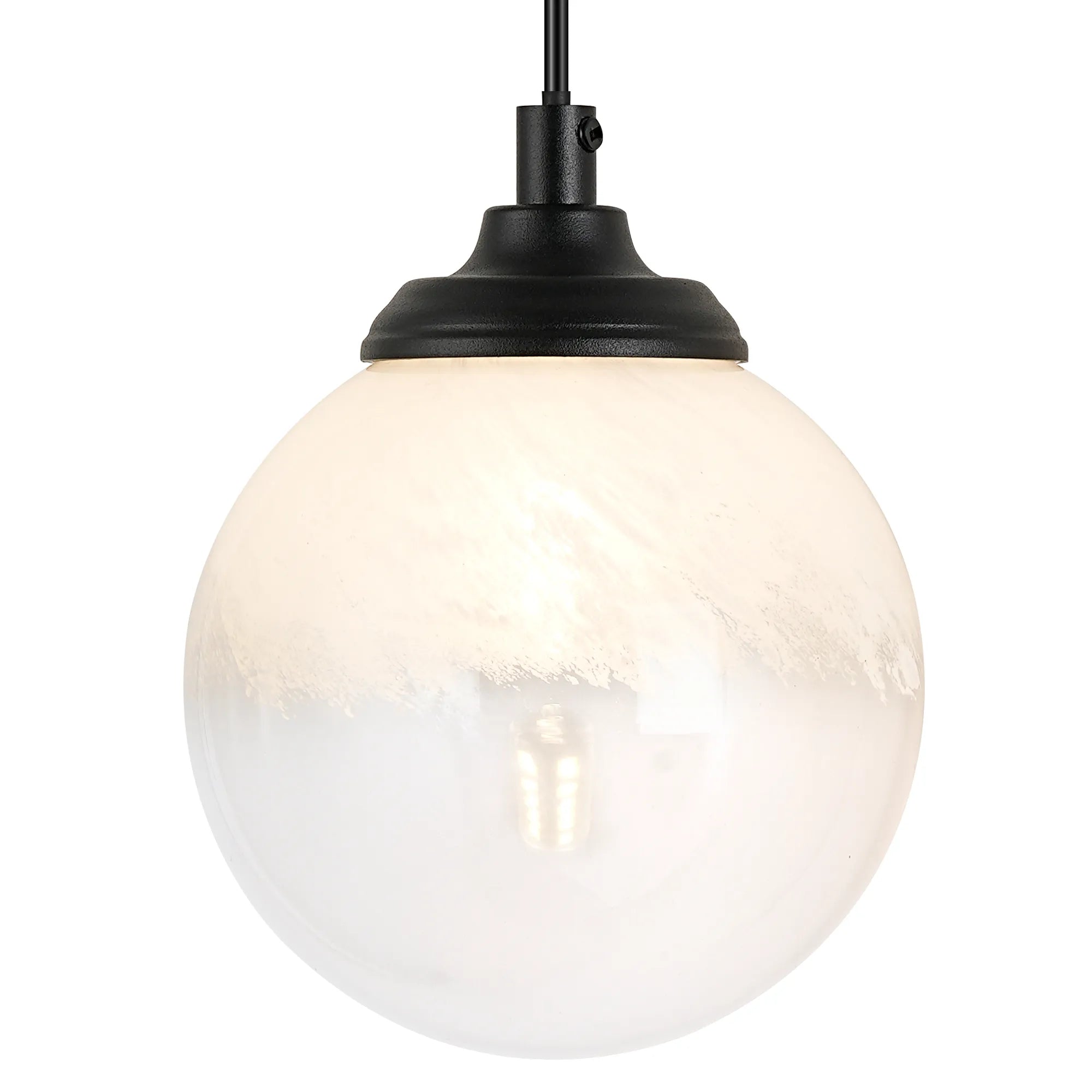 Dene Adjustable Single Wall Light IP44 - Satin Black & White Two-Tone Snow Specks Round Glass