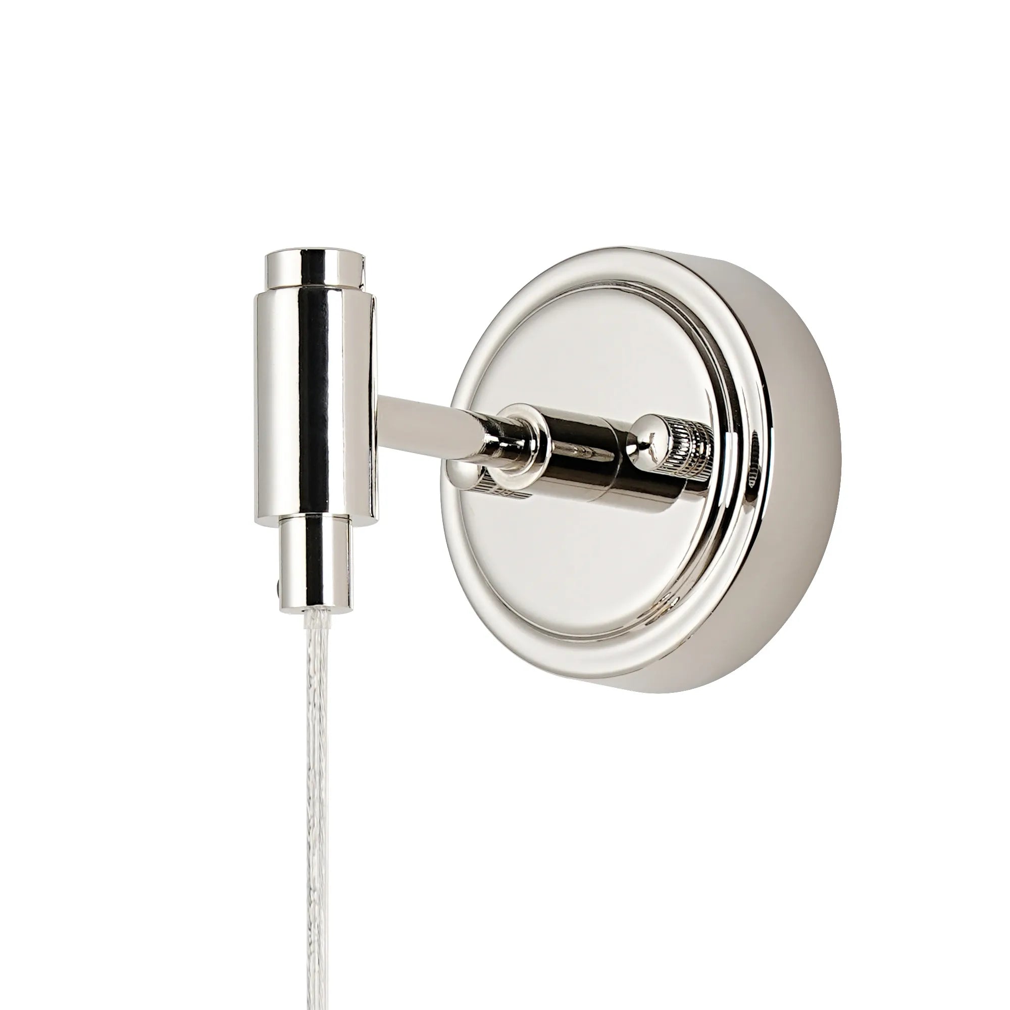 Dene Adjustable Single Wall Light IP44 - Polished Nickel & Clear Ribbed Round Glass