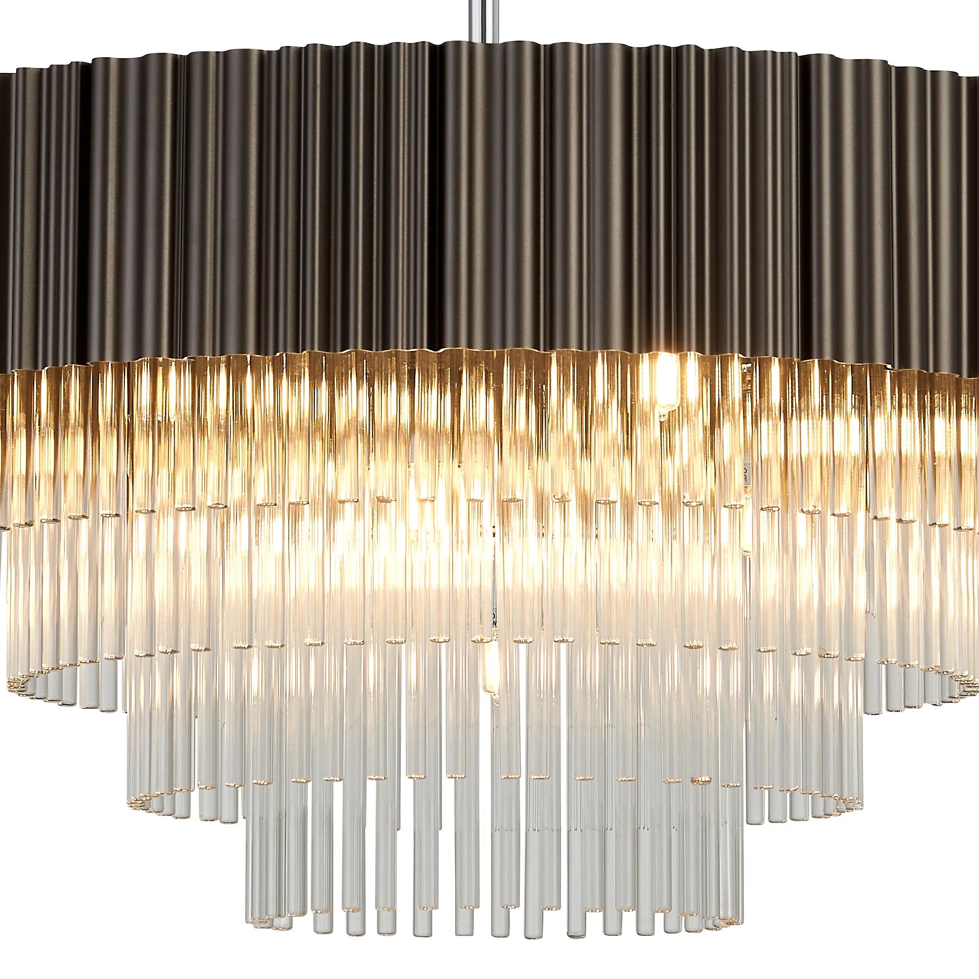 Eastney Fixed Pendant 11 Light - Oxidised Coffee & Polished Chrome & Clear Glass