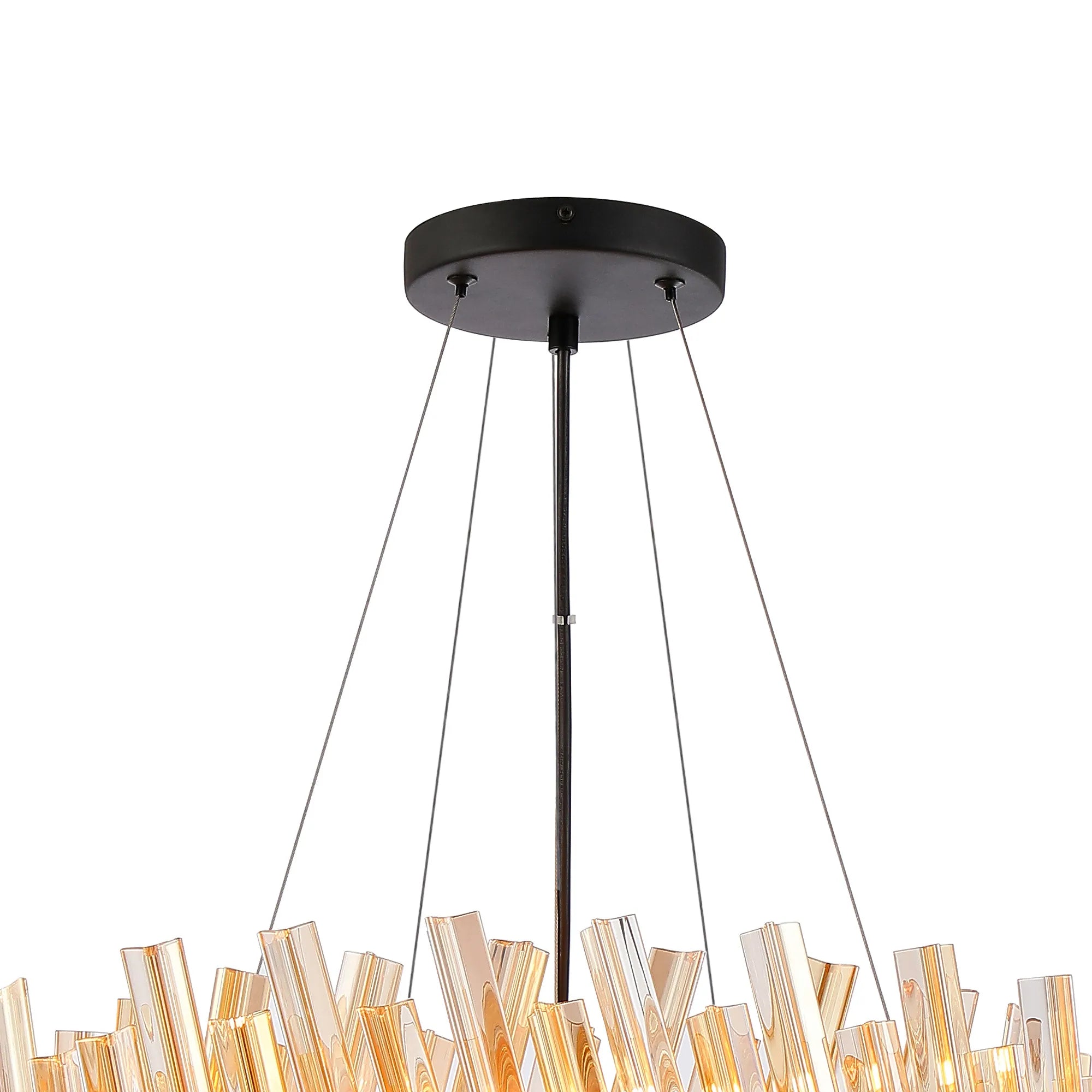 Farnley 2 Tier 60cm Pendant 18 Light - Satin Black & Amber