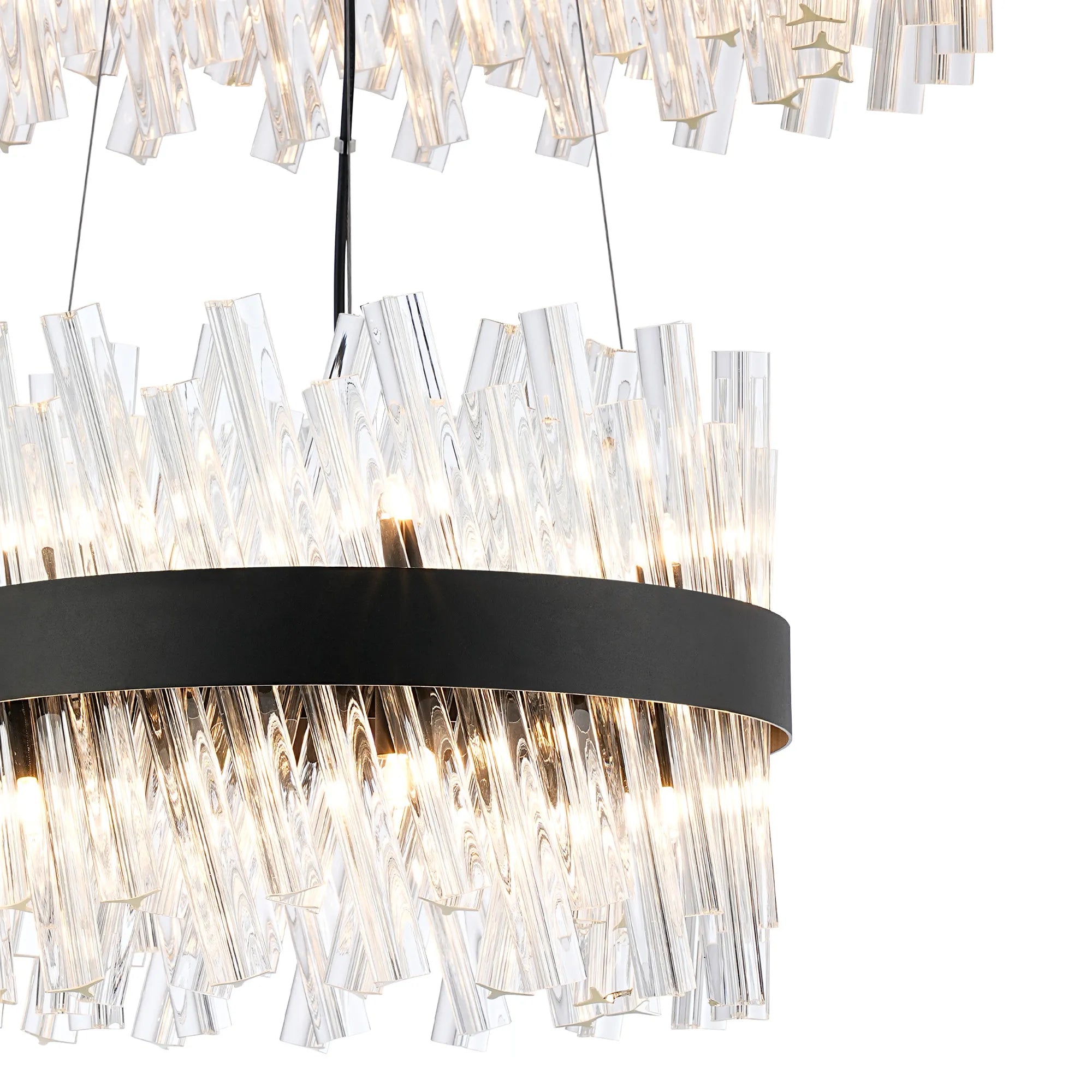 Farnley 2 Tier 60cm Pendant 18 Light - Satin Black & Clear