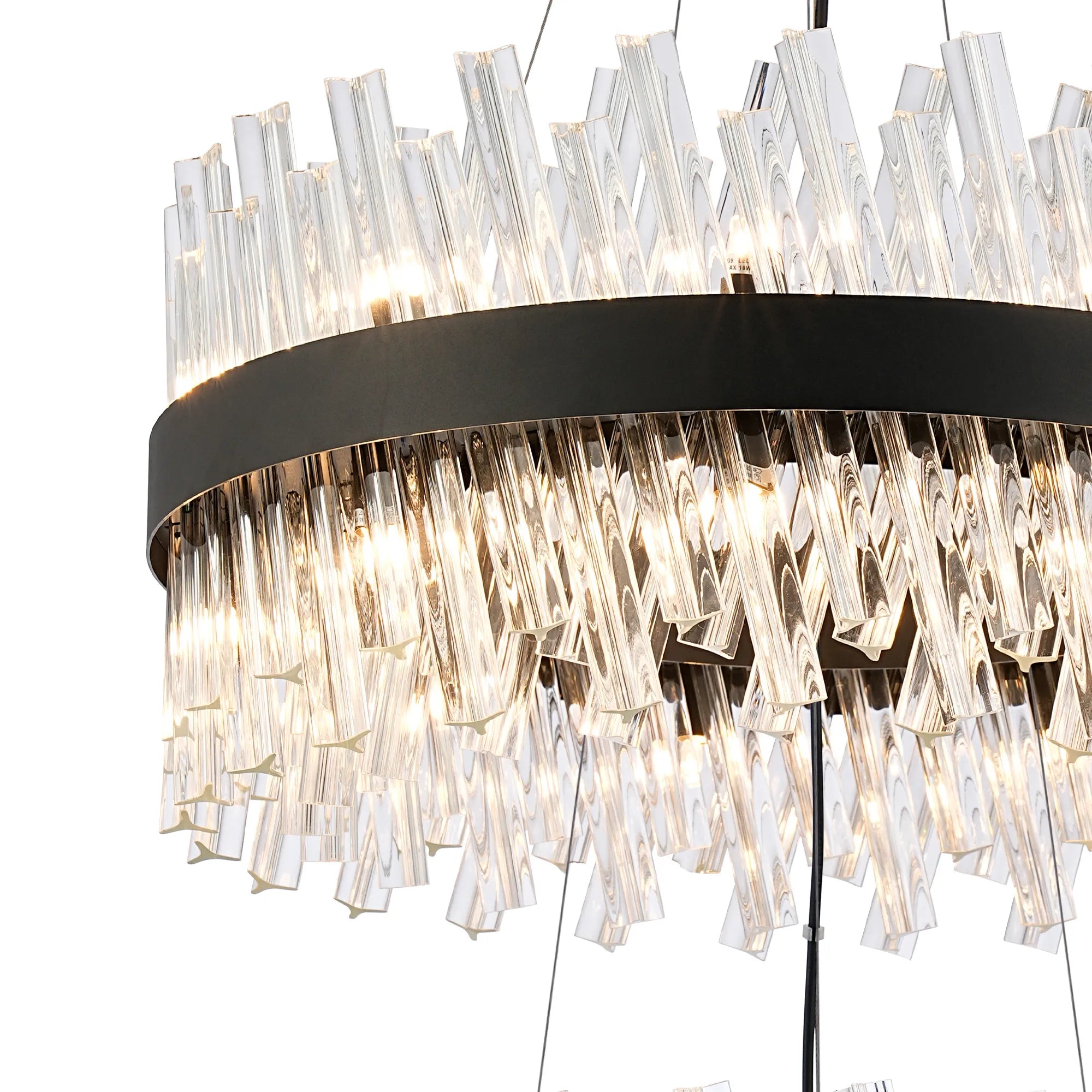 Farnley 2 Tier 60cm Pendant 18 Light - Satin Black & Clear