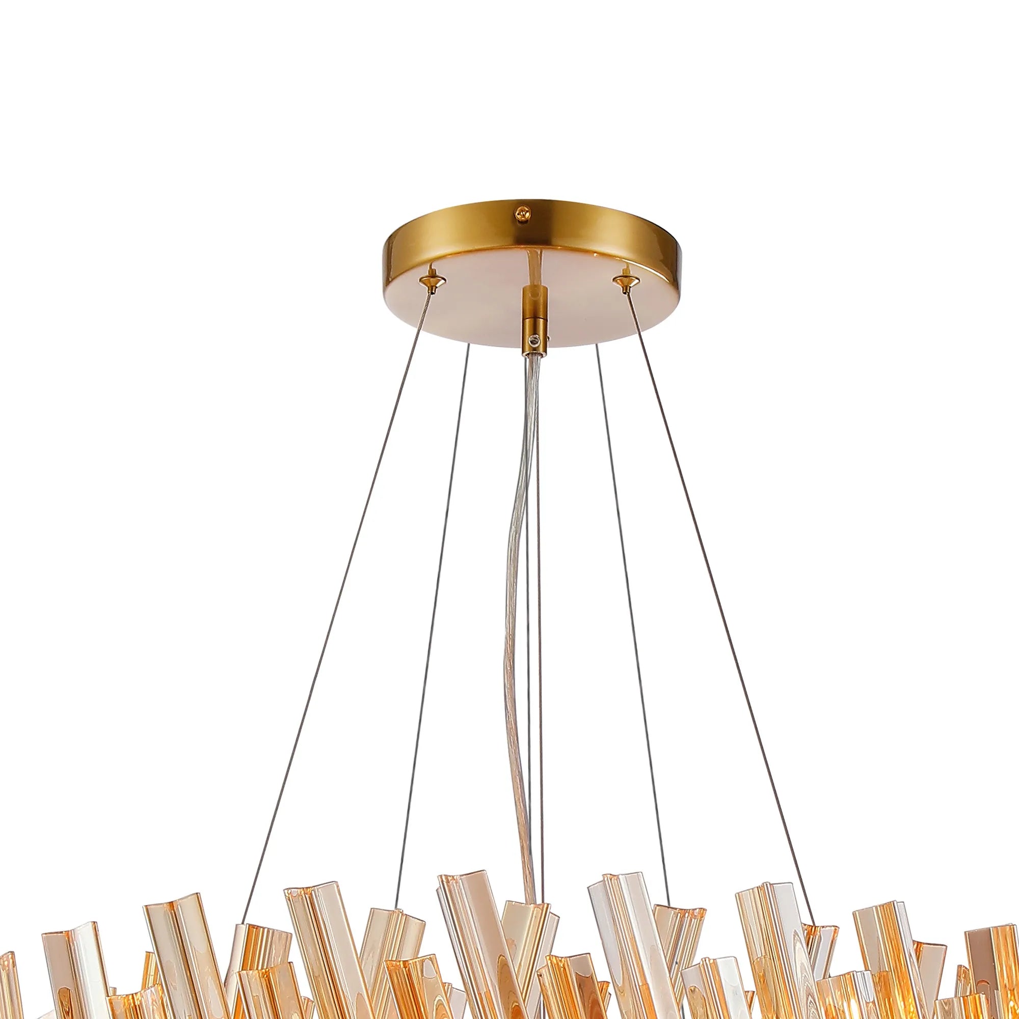 Farnley 2 Tier 60cm Pendant 18 Light - Brass & Amber