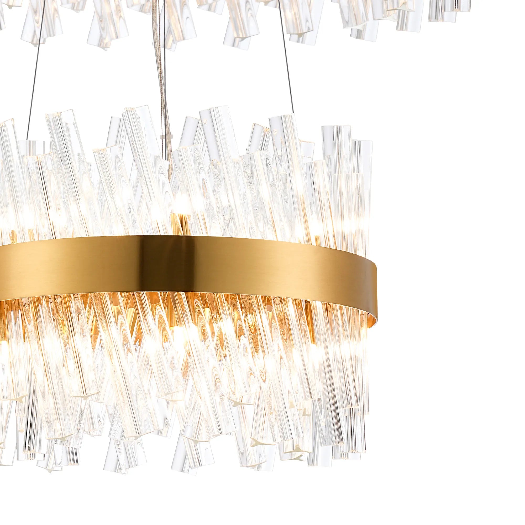 Farnley 2 Tier 60cm Pendant 18 Light - Brass & Clear