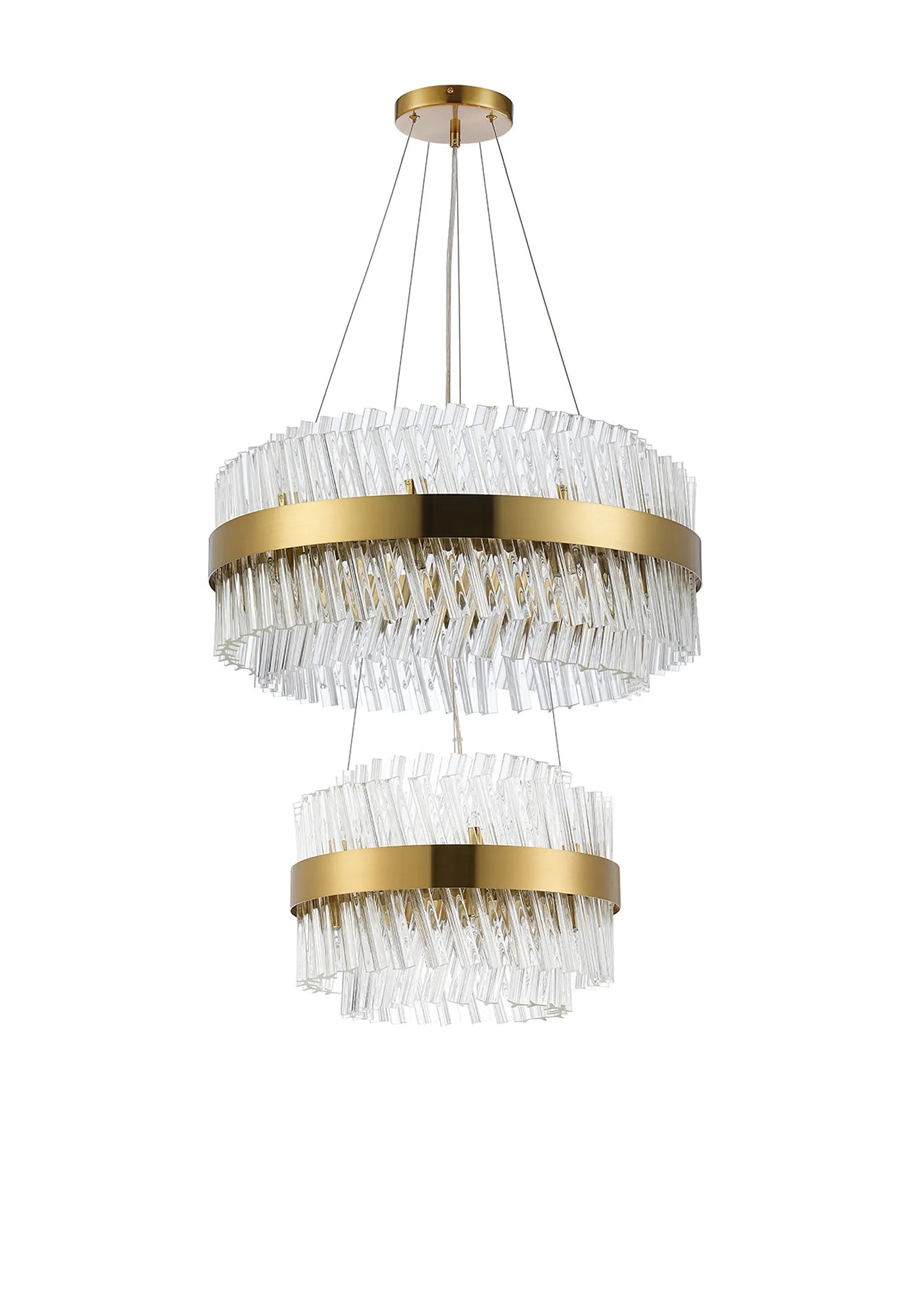 Farnley 2 Tier 60cm Pendant 18 Light - Brass & Clear