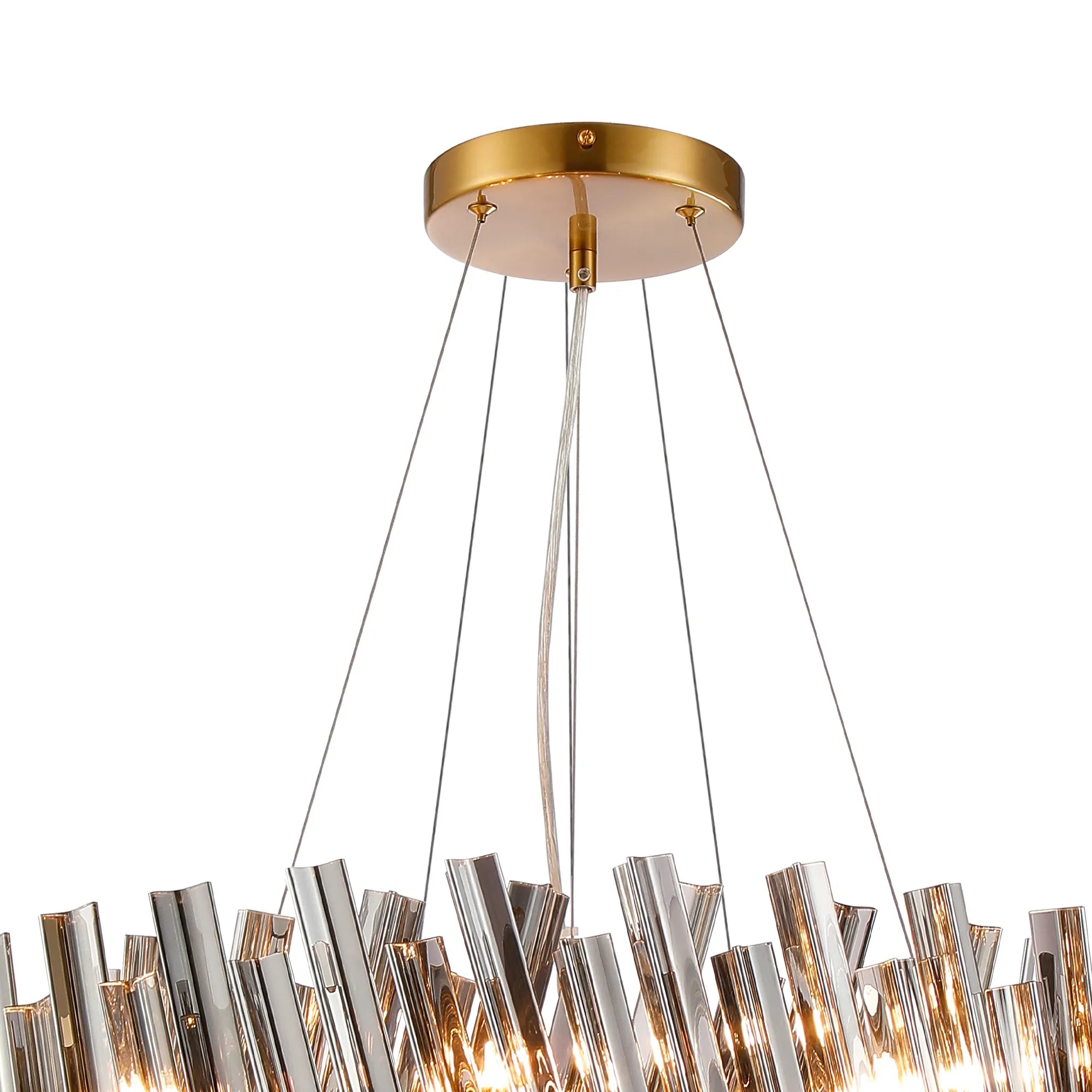Farnley 2 Tier 60cm Pendant 18 Light - Brass & Smoke