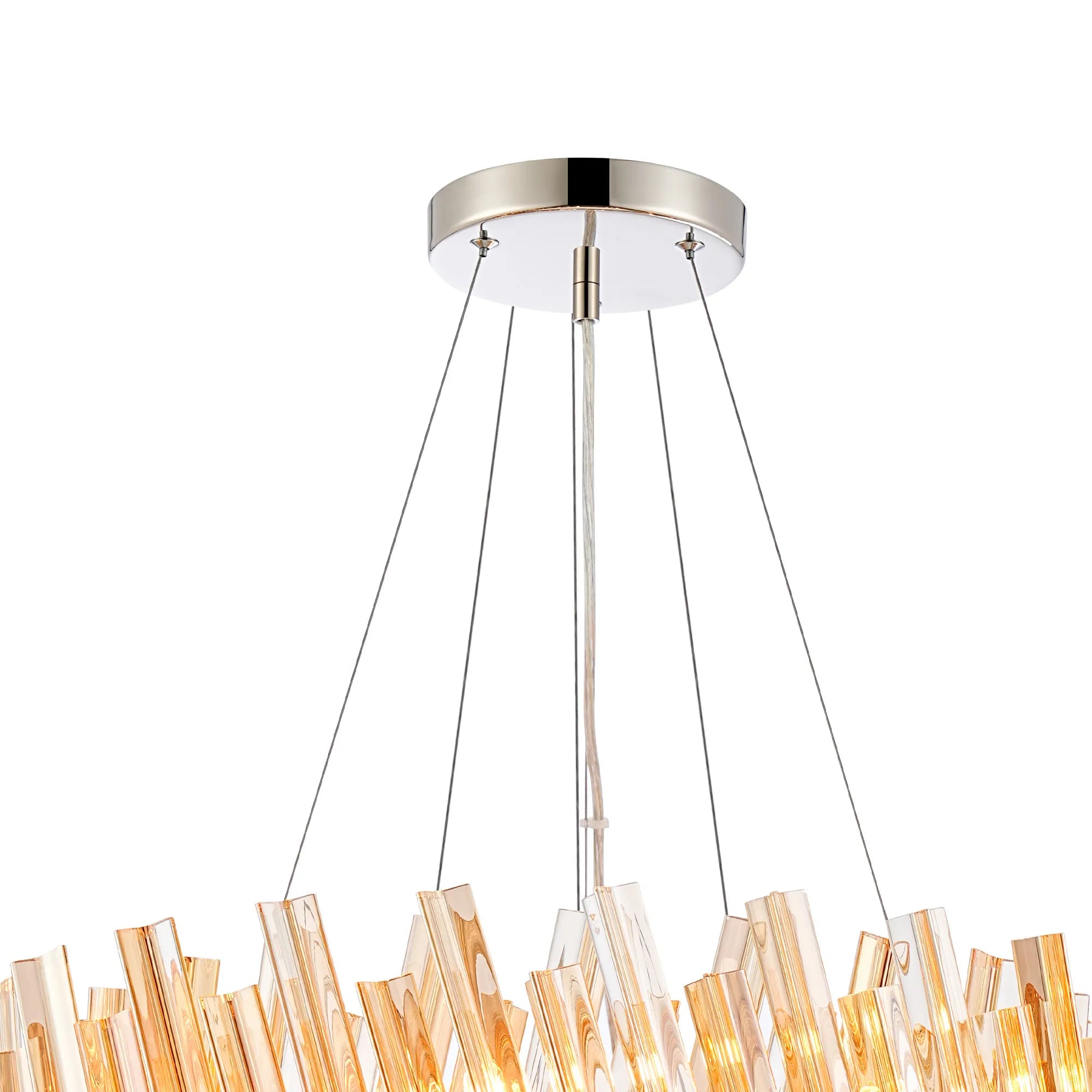 Farnley 2 Tier 60cm Pendant 18 Light - Polished Nickel & Amber