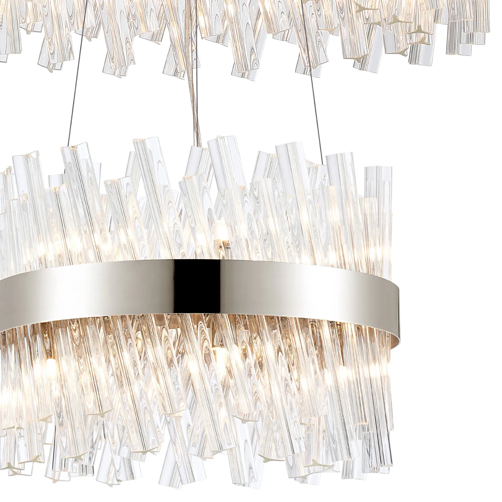 Farnley 2 Tier 60cm Pendant 18 Light - Polished Nickel & Clear