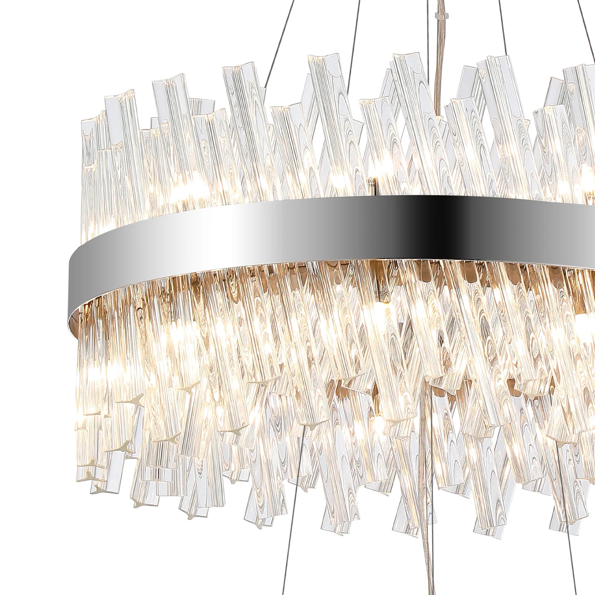 Farnley 2 Tier 60cm Pendant 18 Light - Polished Nickel & Clear