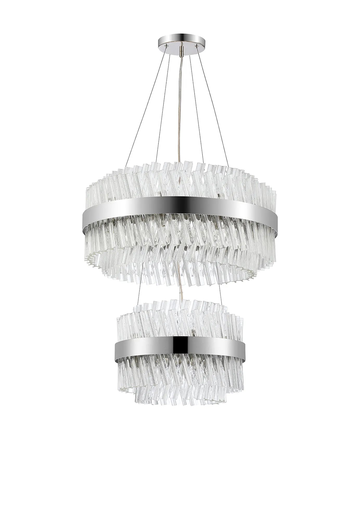 Farnley 2 Tier 60cm Pendant 18 Light - Polished Nickel & Clear