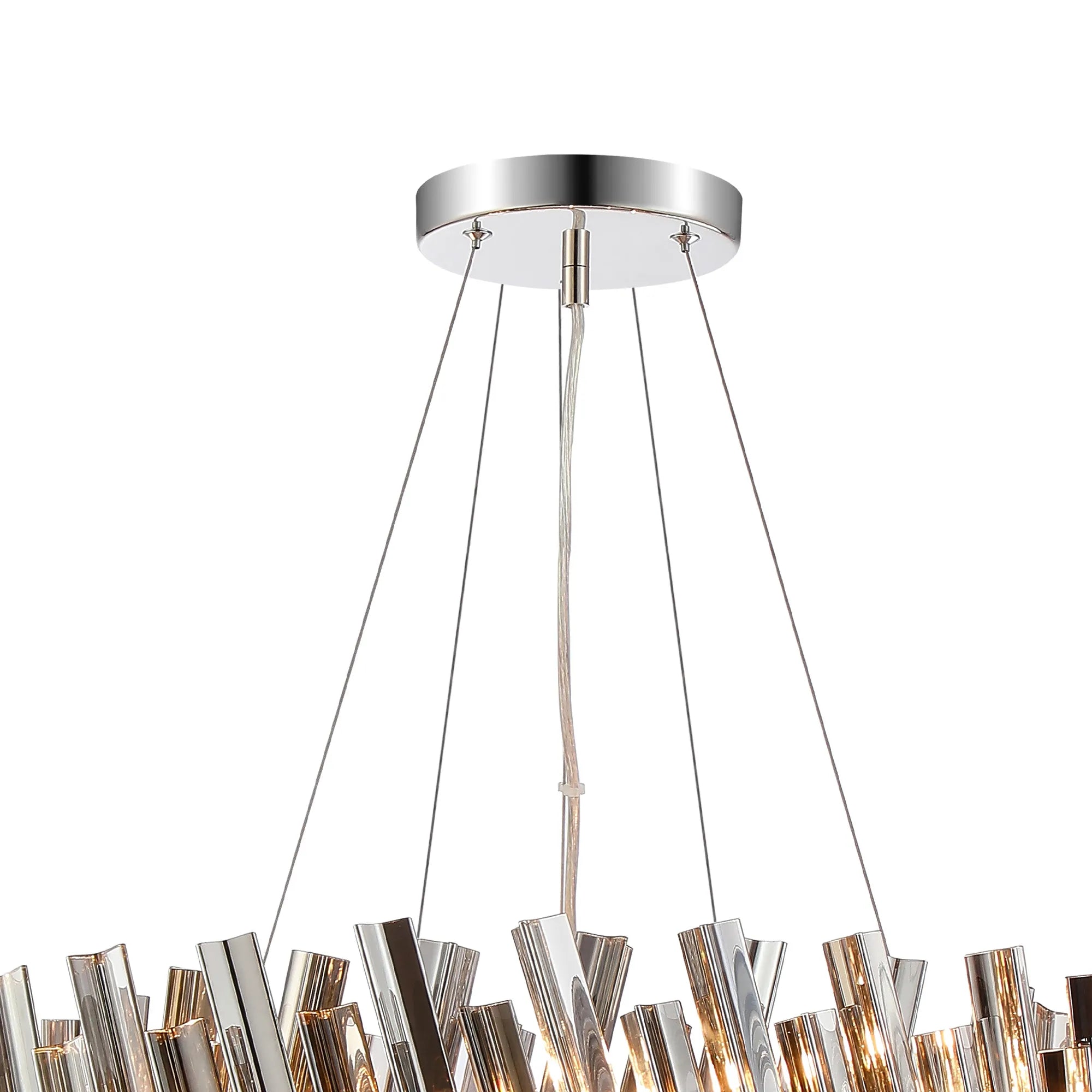 Farnley 2 Tier 60cm Pendant 18 Light - Polished Nickel & Smoke