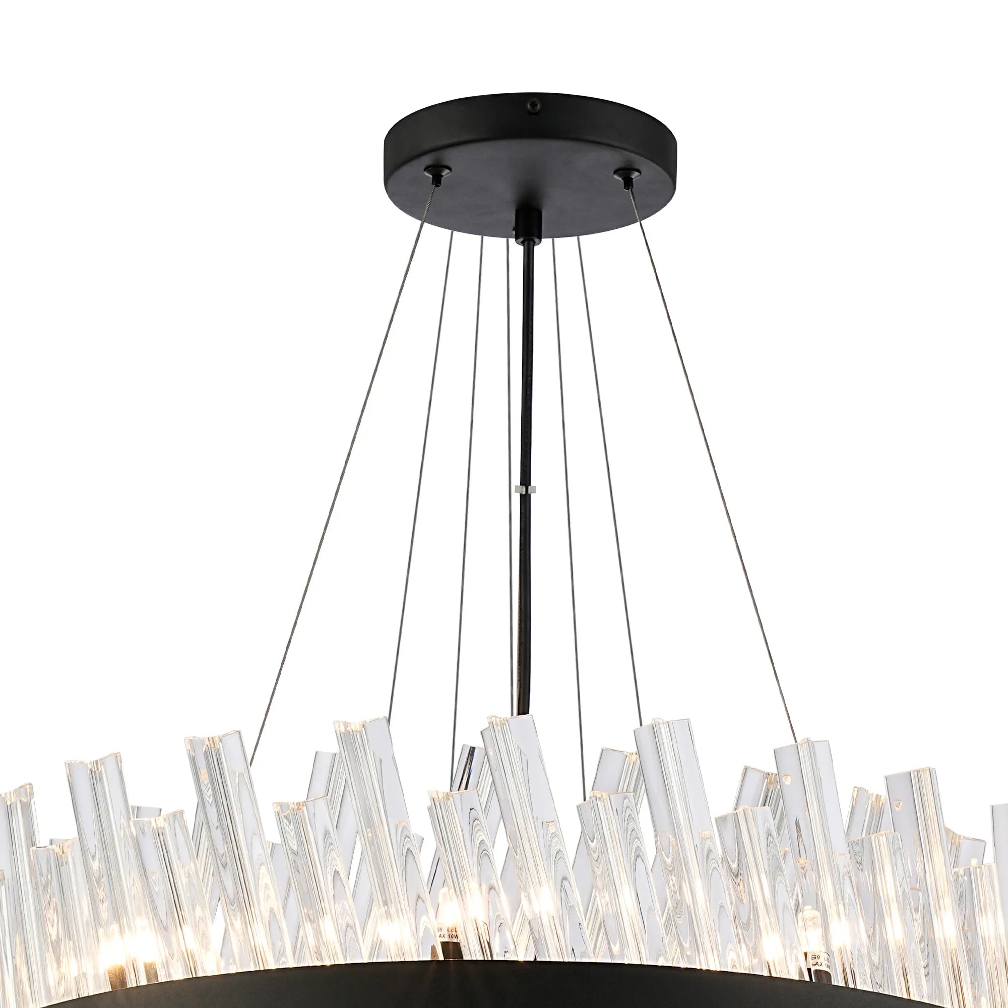 Farnley 3 Tier 60cm Pendant 18 Light - Satin Black & Clear