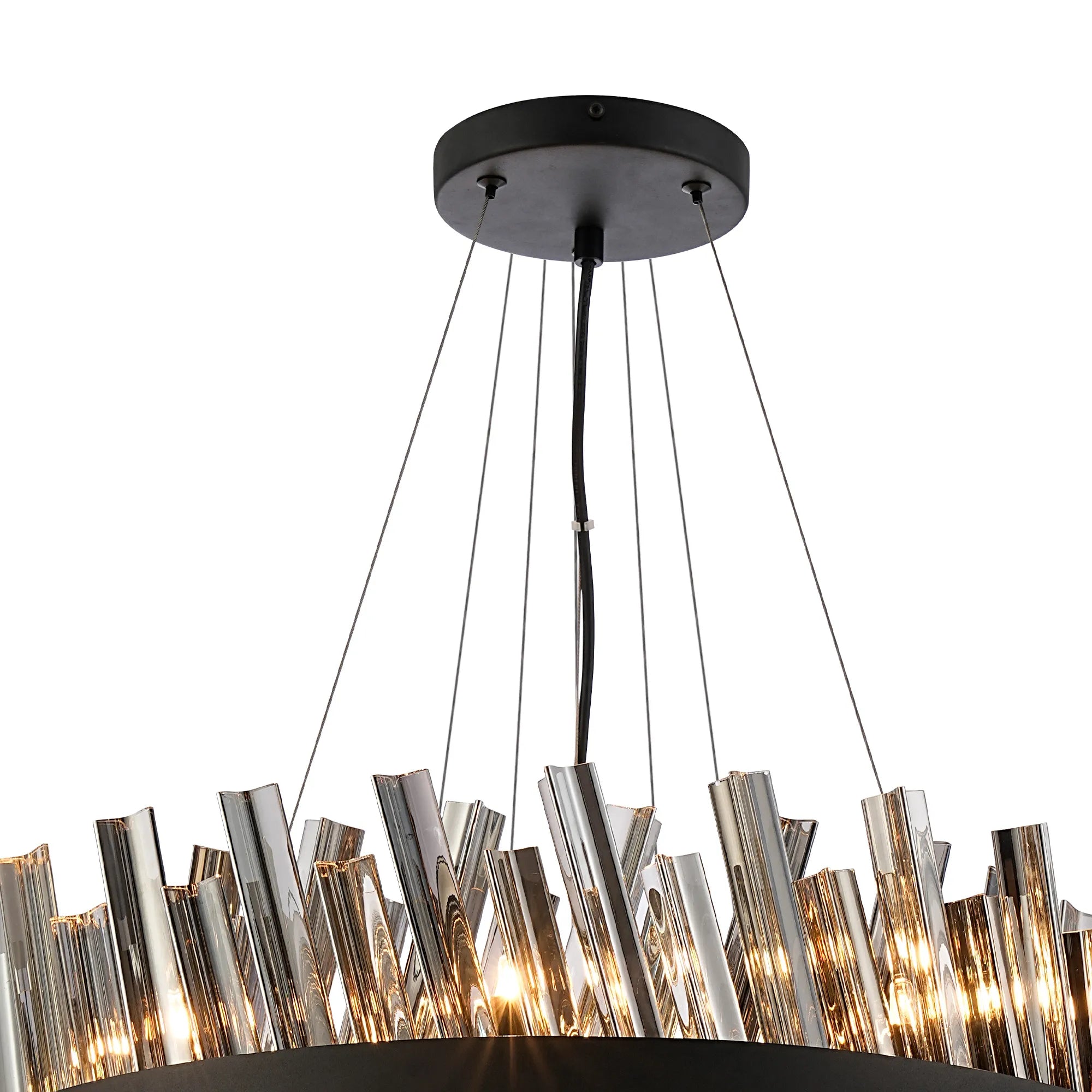 Farnley 3 Tier 60cm Pendant 18 Light - Satin Black & Smoke