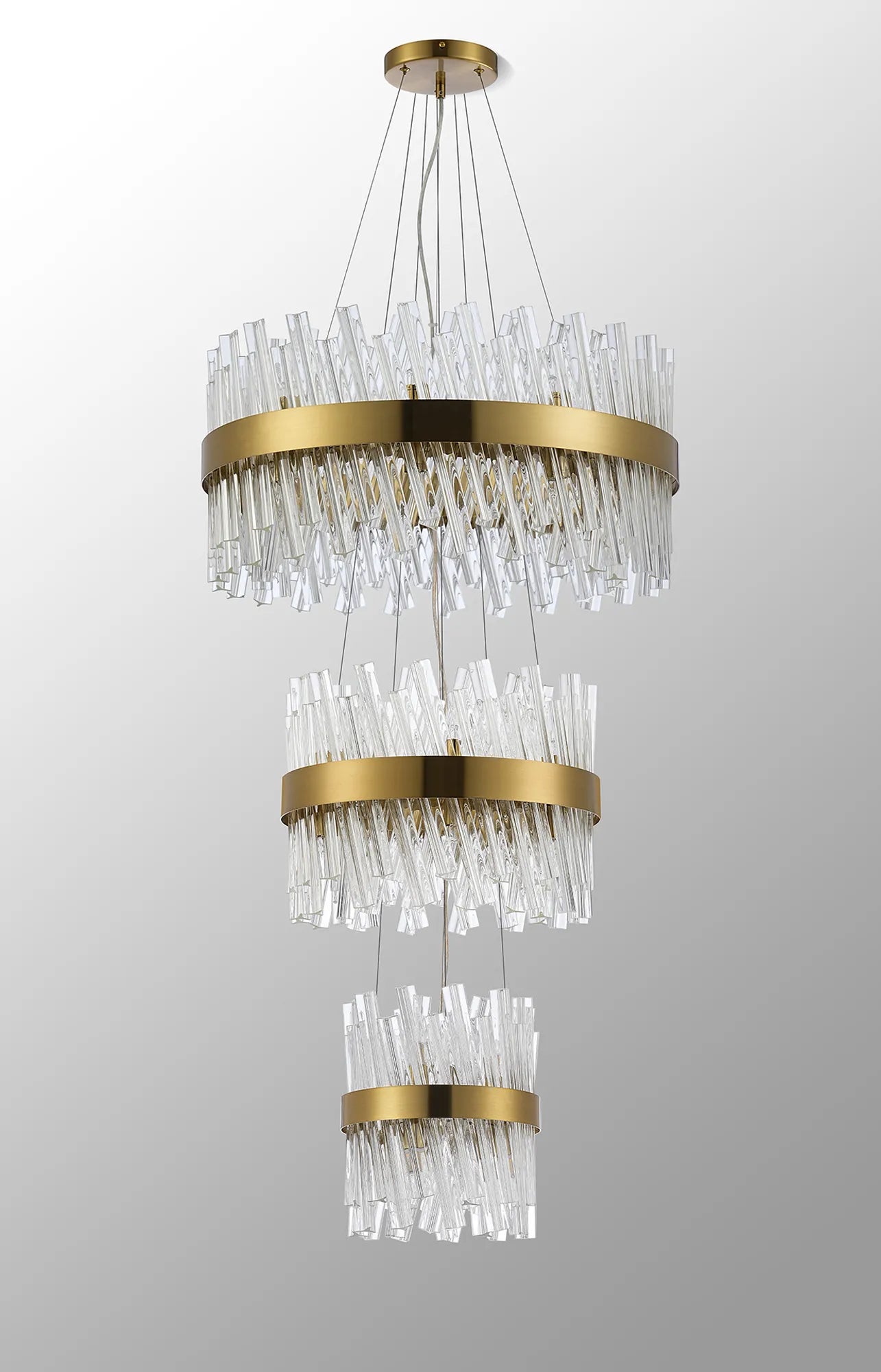 Farnley 3 Tier 60cm Pendant 18 Light - Brass & Clear