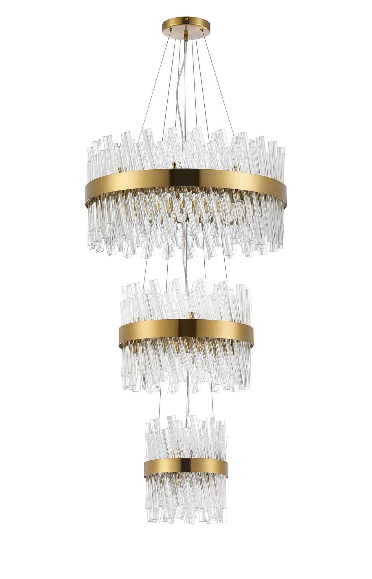 Farnley 3 Tier 60cm Pendant 18 Light - Brass & Clear