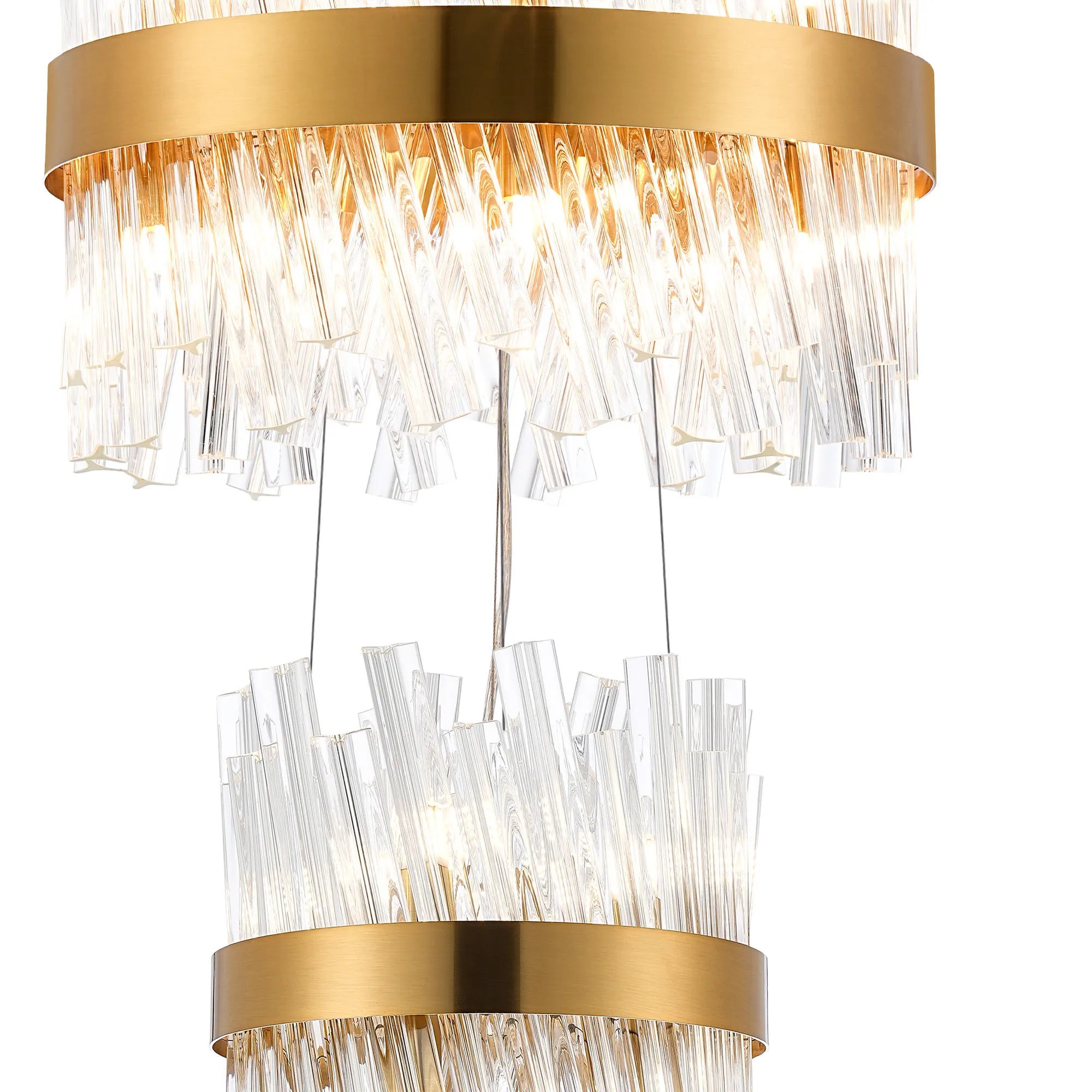 Farnley 3 Tier 60cm Pendant 18 Light - Brass & Clear