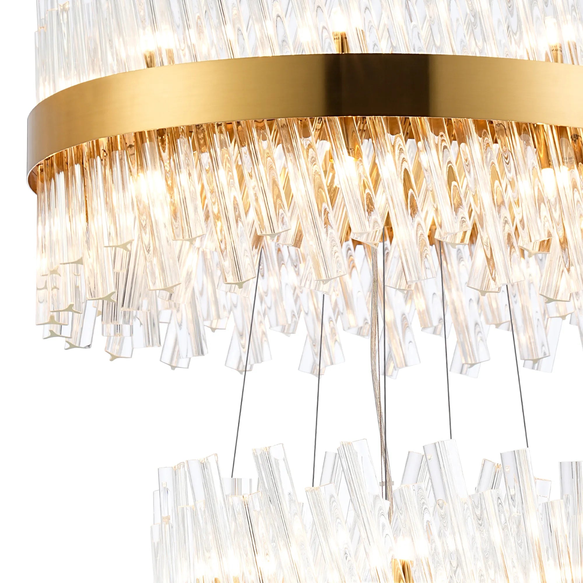 Farnley 3 Tier 60cm Pendant 18 Light - Brass & Clear