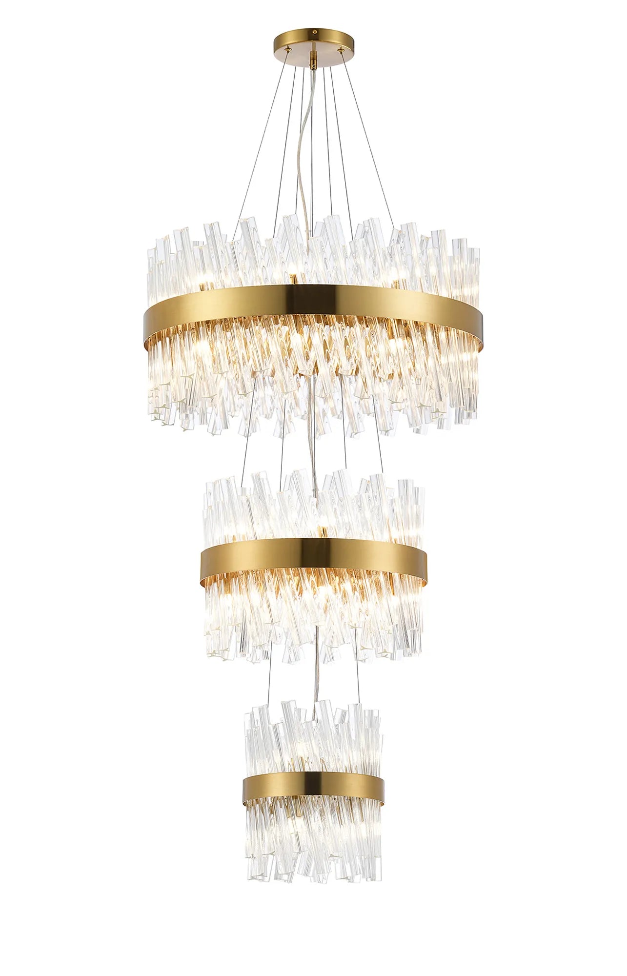 Farnley 3 Tier 60cm Pendant 18 Light - Brass & Clear