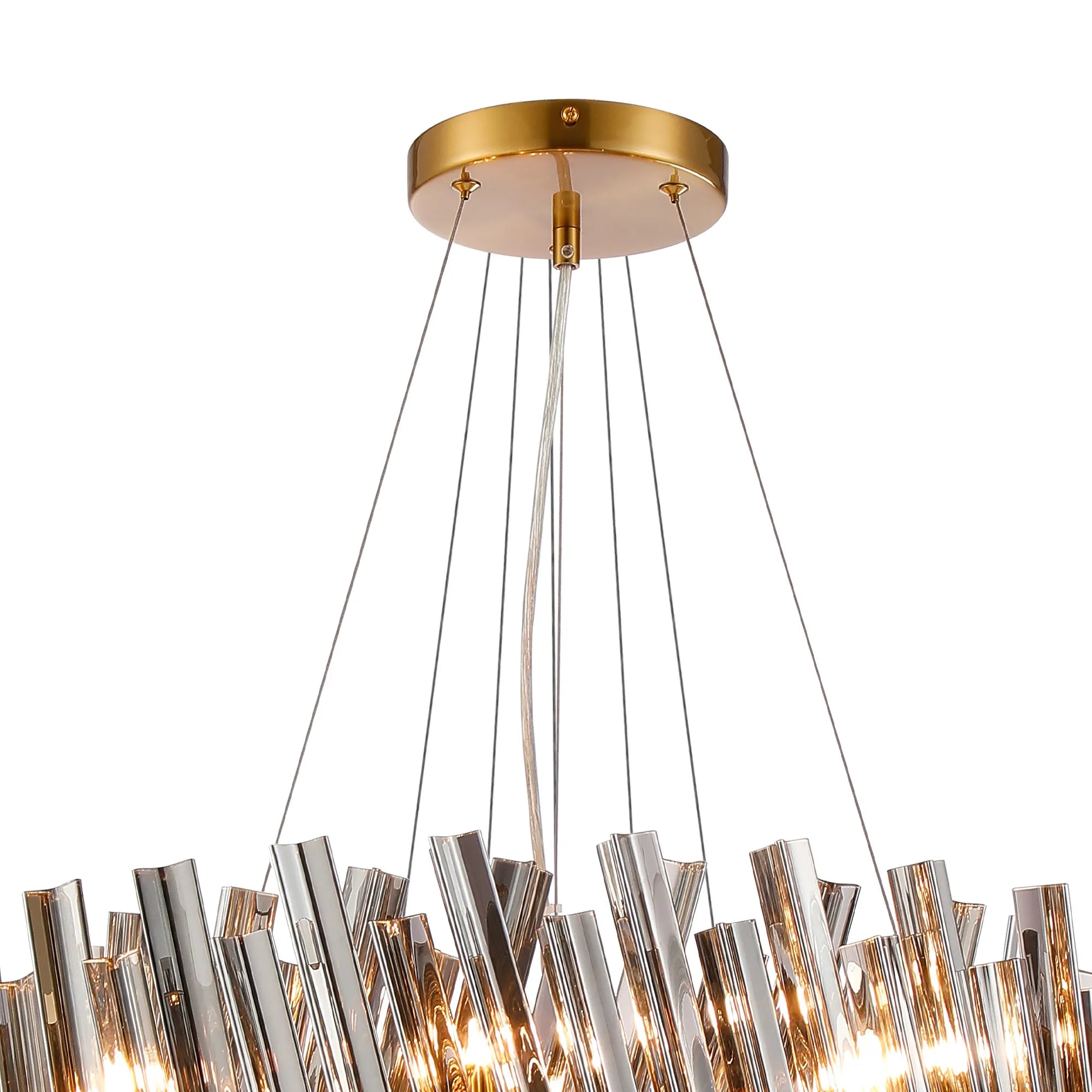 Farnley 3 Tier 60cm Pendant 18 Light - Brass & Smoke