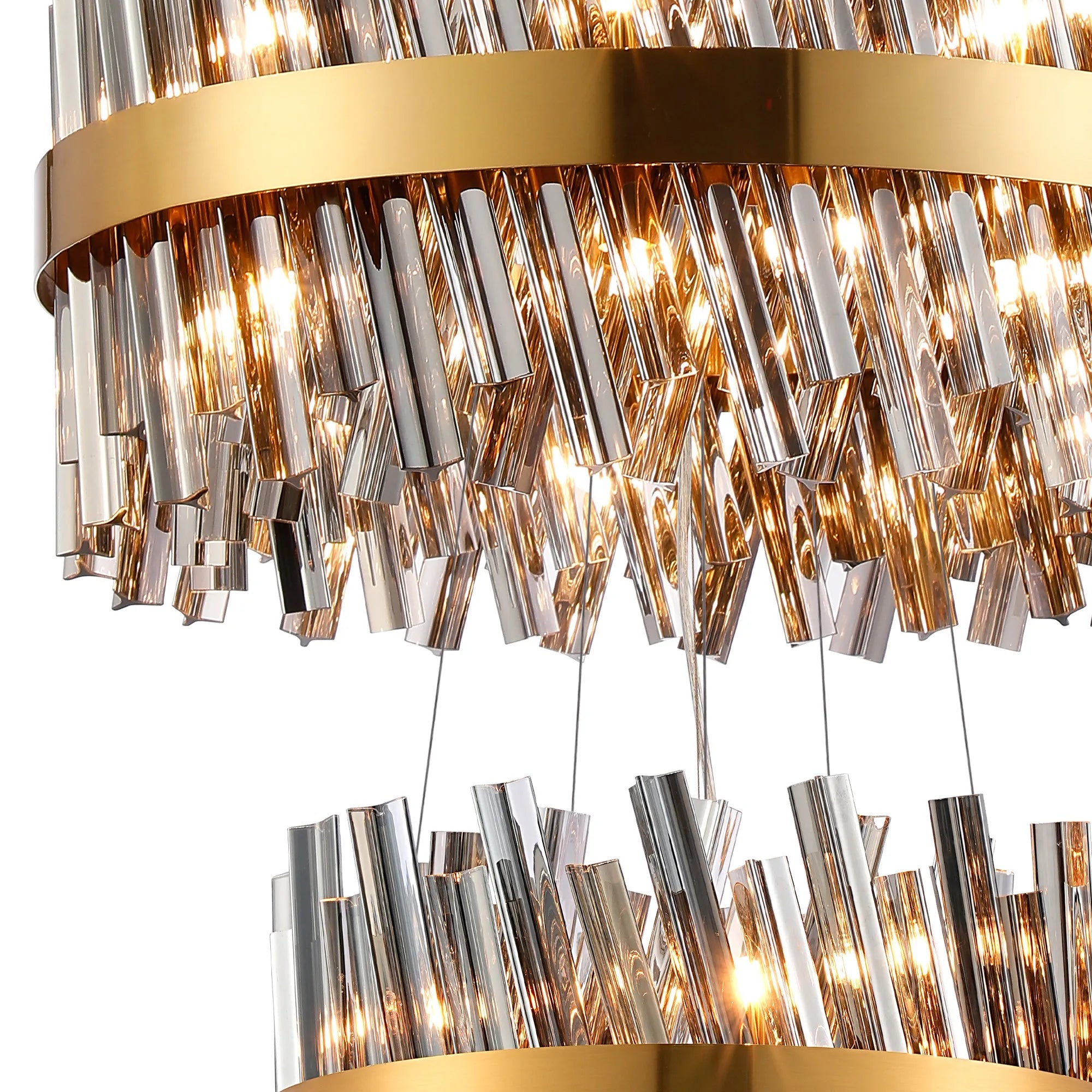 Farnley 3 Tier 60cm Pendant 18 Light - Brass & Smoke