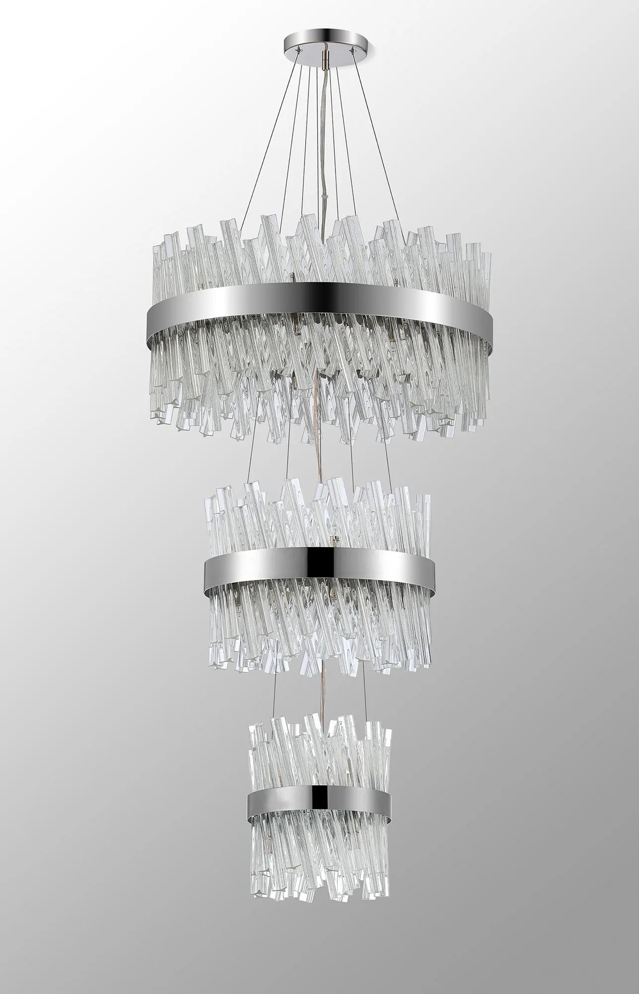 Farnley 3 Tier 60cm Pendant 18 Light - Polished Nickel & Clear