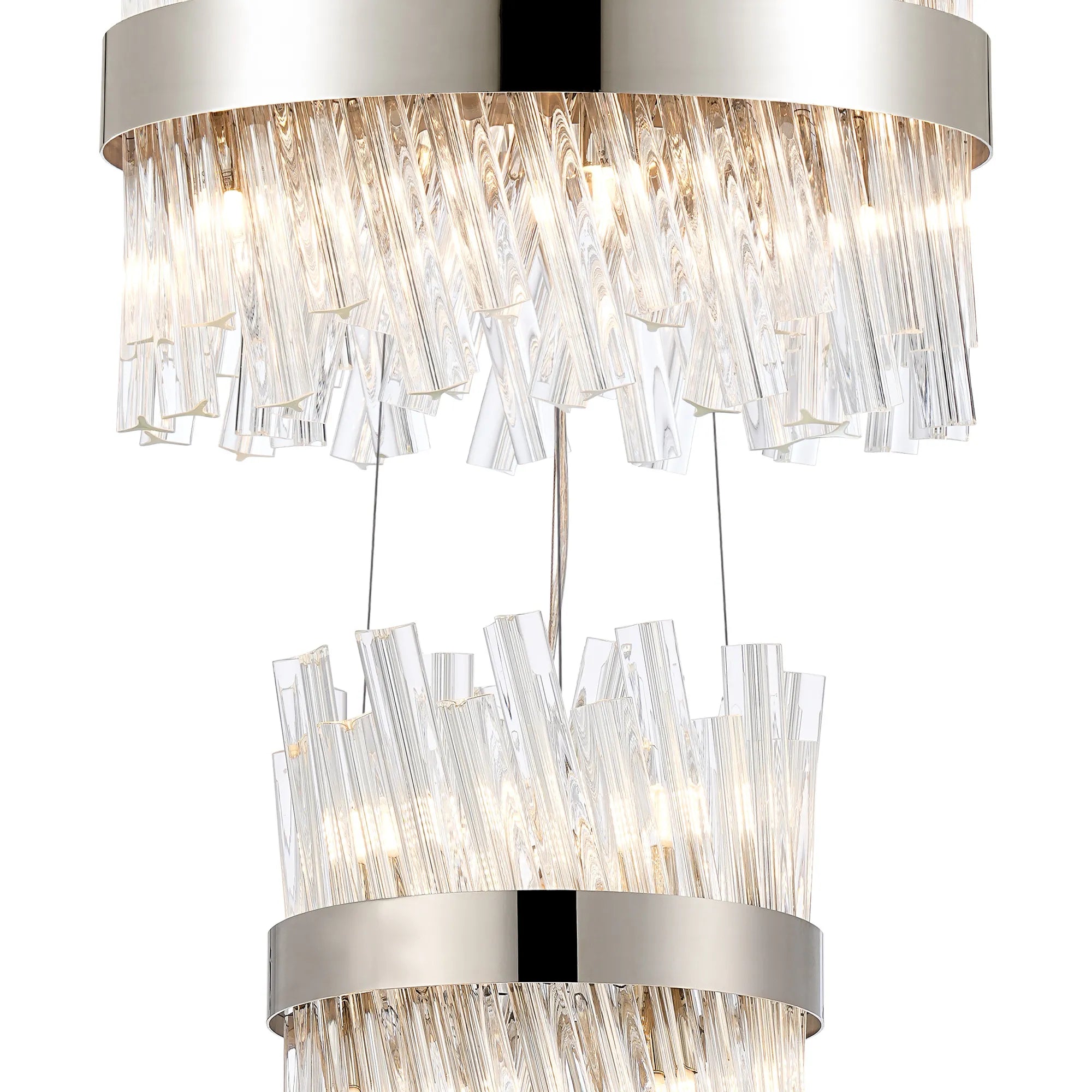 Farnley 3 Tier 60cm Pendant 18 Light - Polished Nickel & Clear