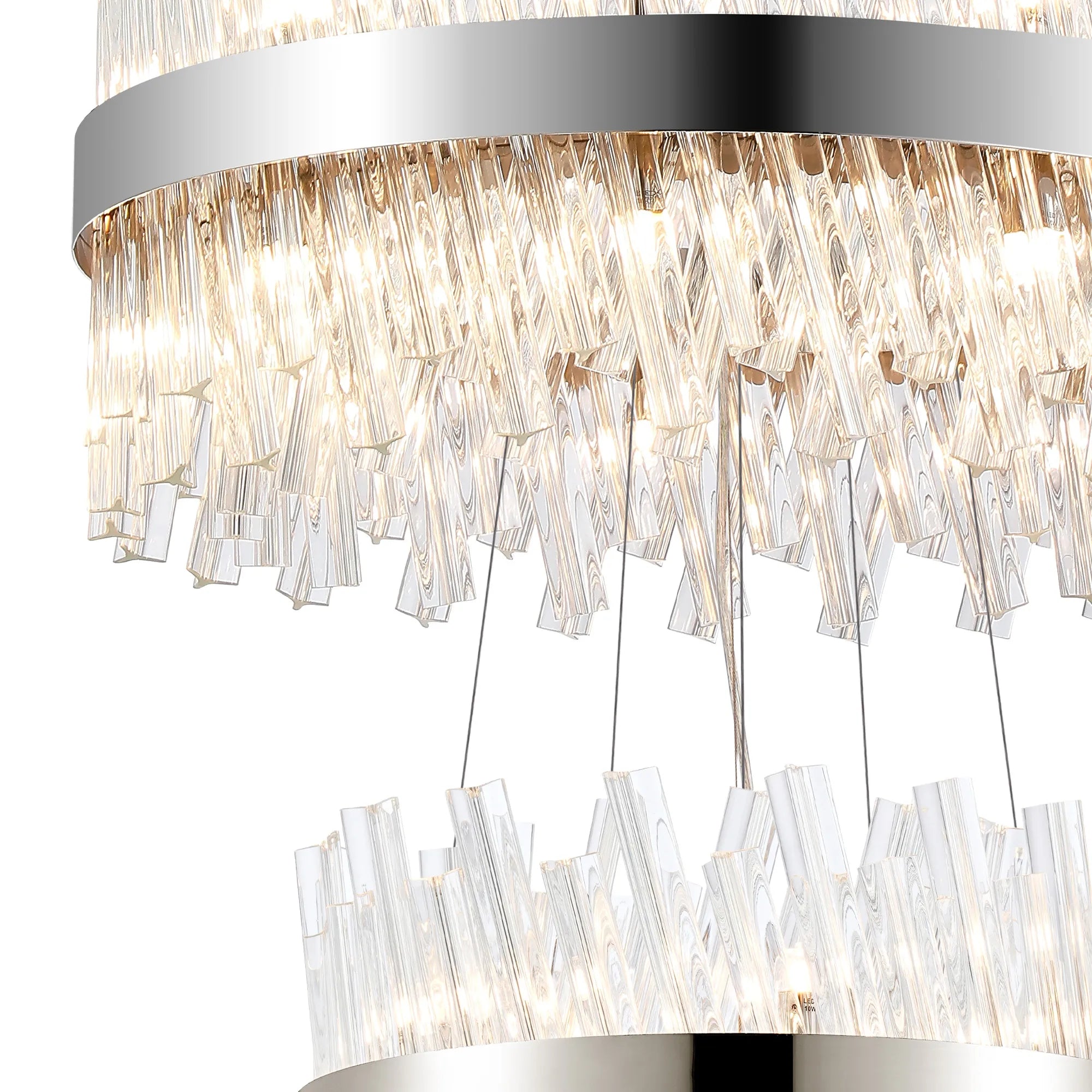 Farnley 3 Tier 60cm Pendant 18 Light - Polished Nickel & Clear