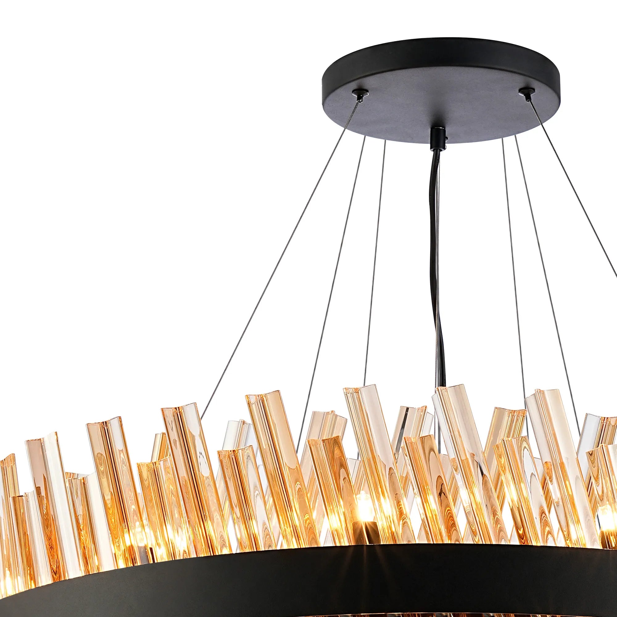 Farnley 3 Tier 80cm Pendant 24 Light - Satin Black & Amber