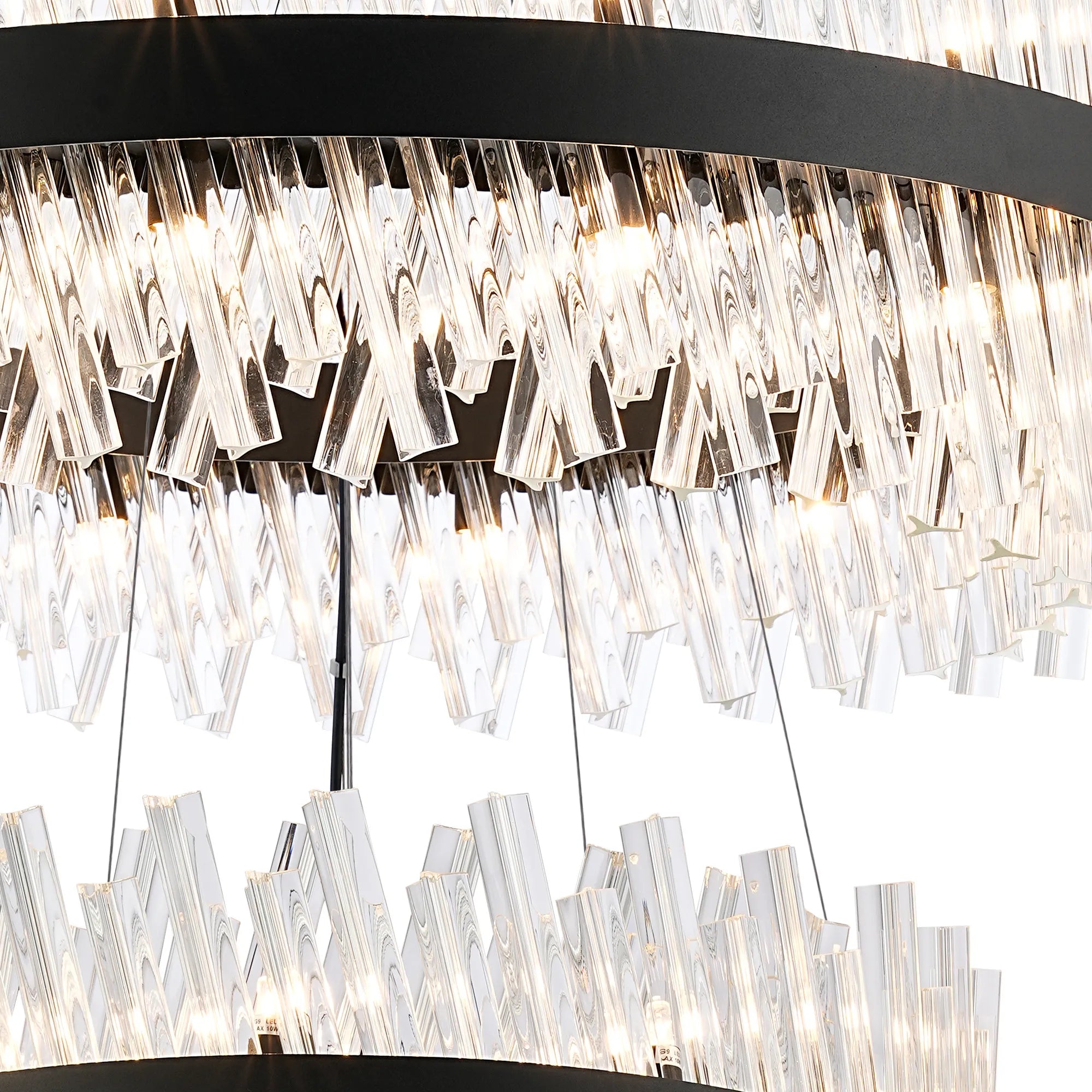 Farnley 3 Tier 80cm Pendant 24 Light - Satin Black & Clear