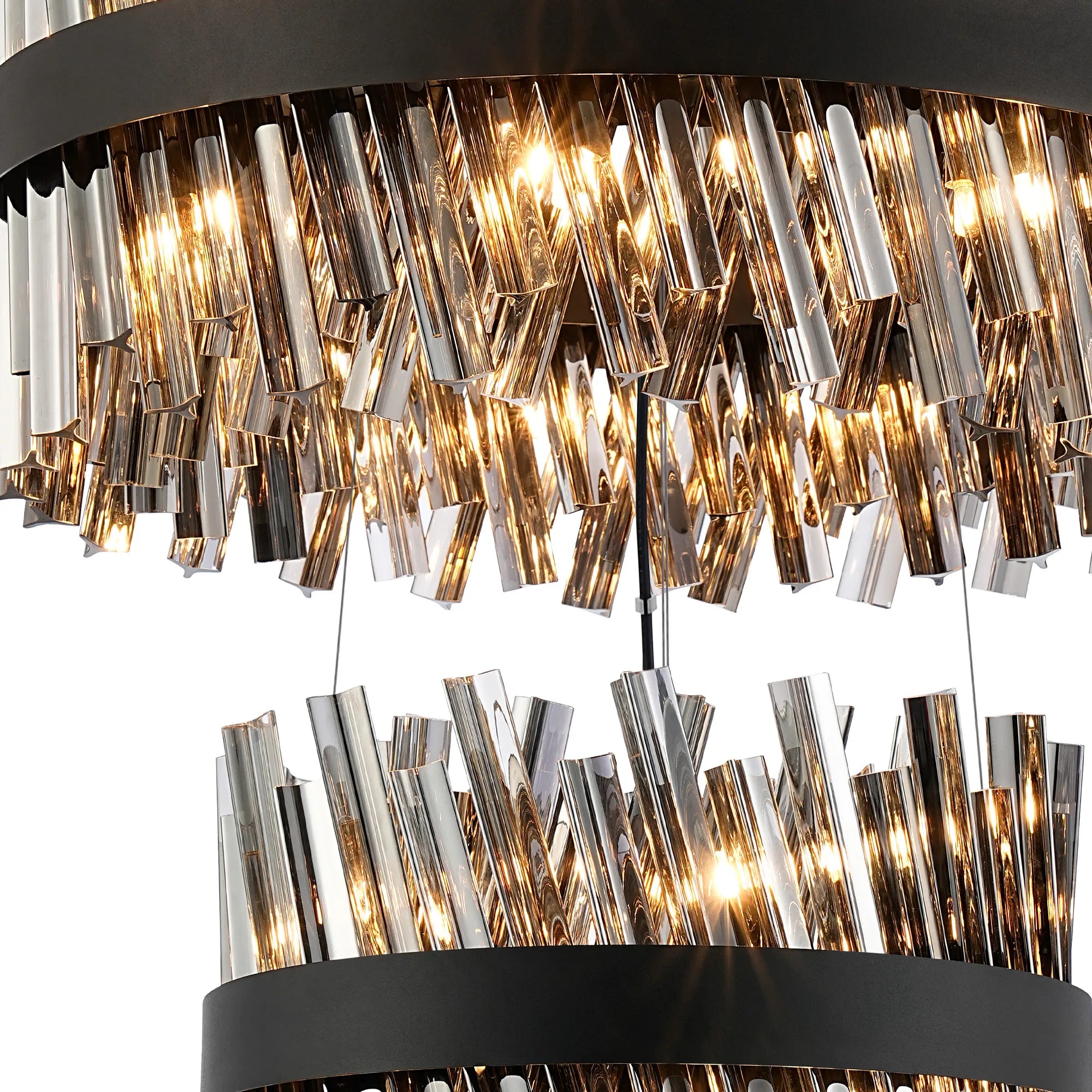 Farnley 3 Tier 80cm Pendant 24 Light - Satin Black & Smoke