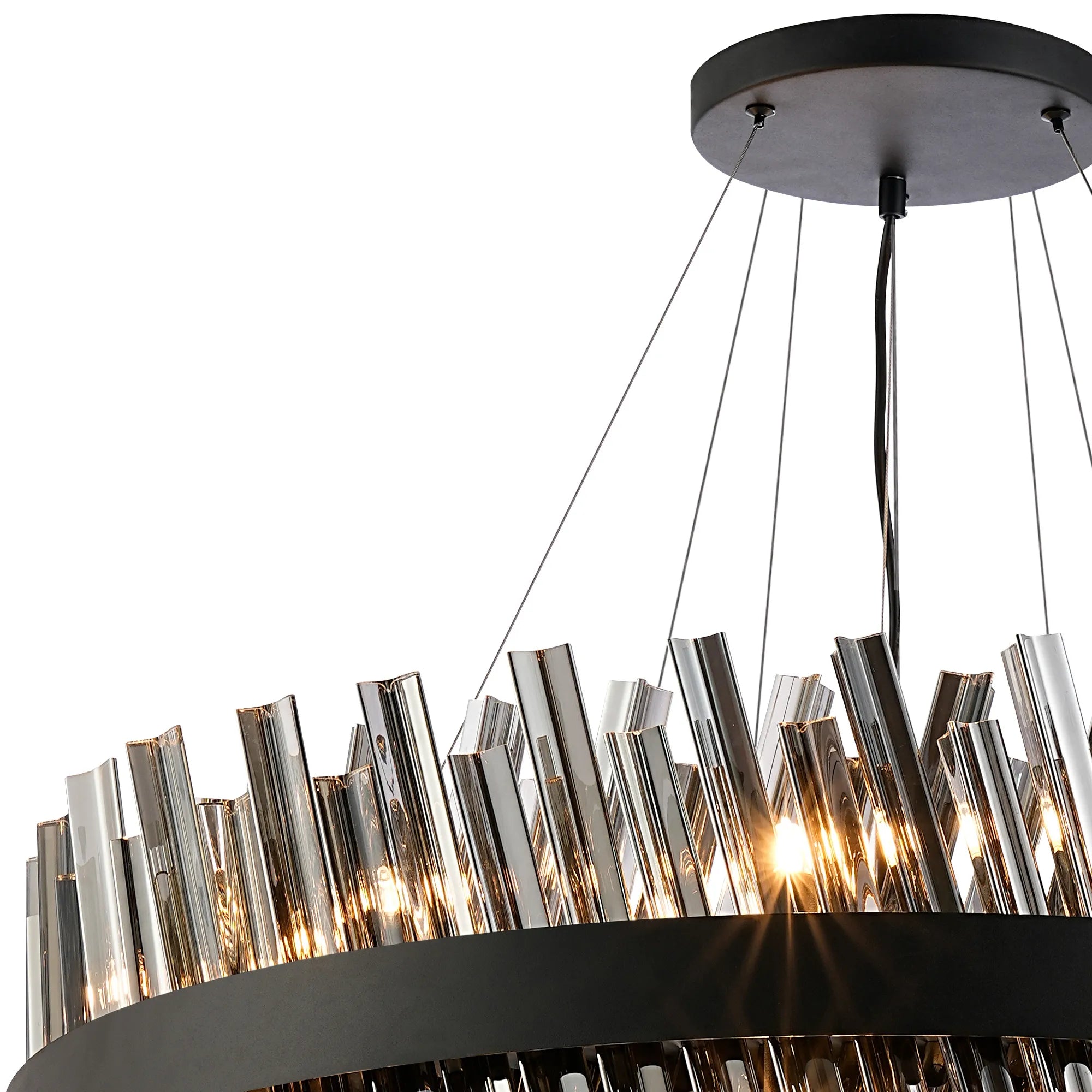 Farnley 3 Tier 80cm Pendant 24 Light - Satin Black & Smoke