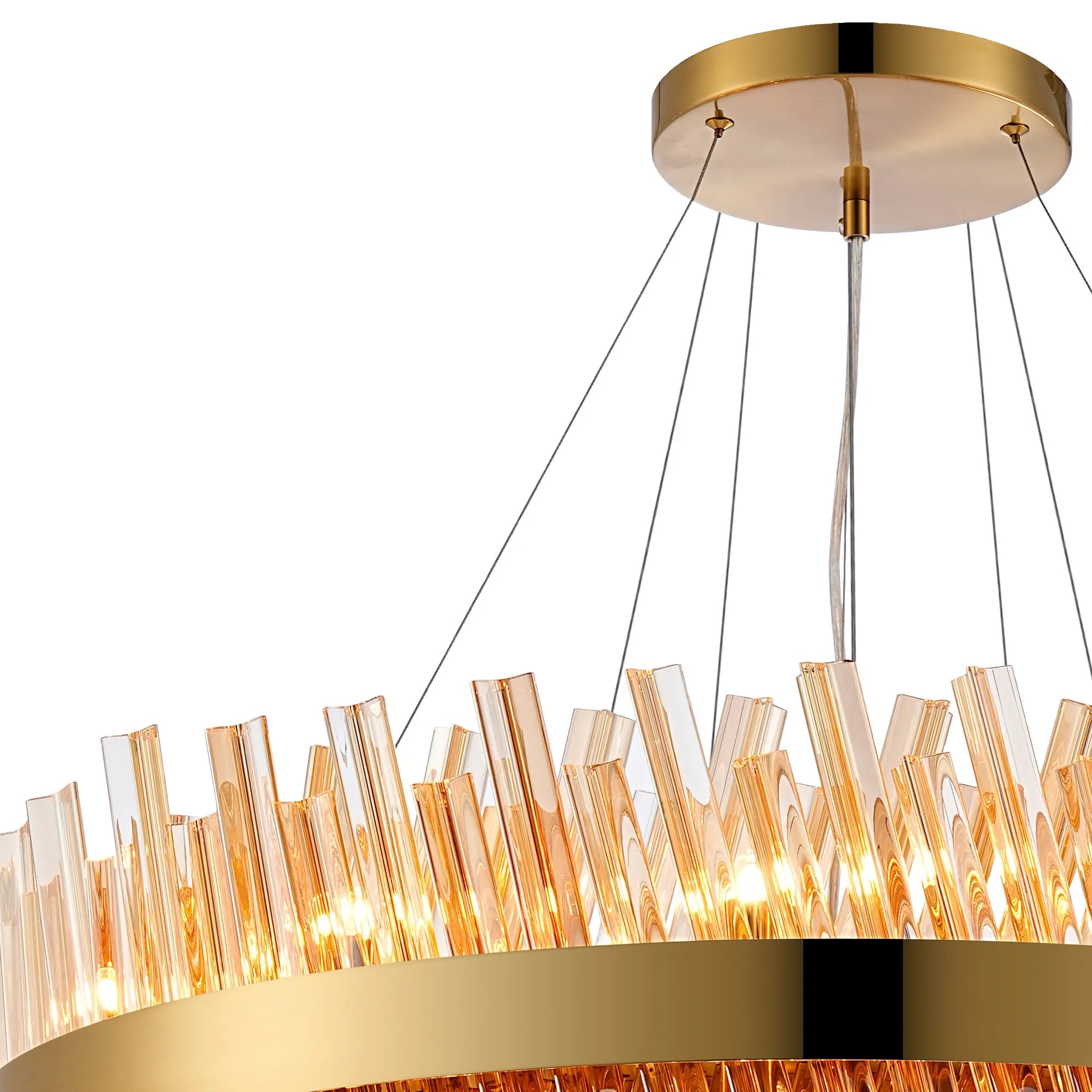 Farnley 3 Tier 80cm Pendant 24 Light - Brass & Amber