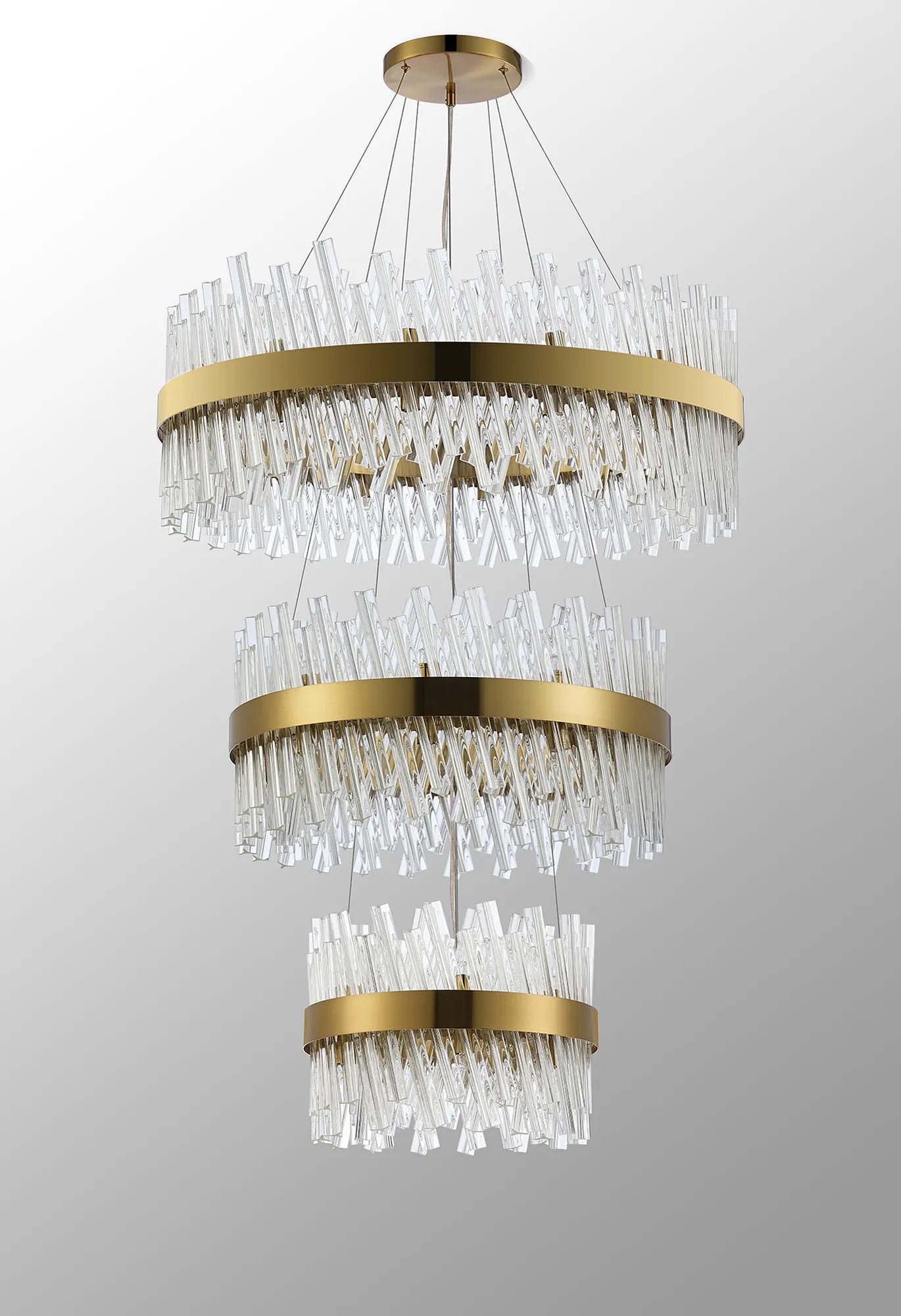 Farnley 3 Tier 80cm Pendant 24 Light - Brass & Clear
