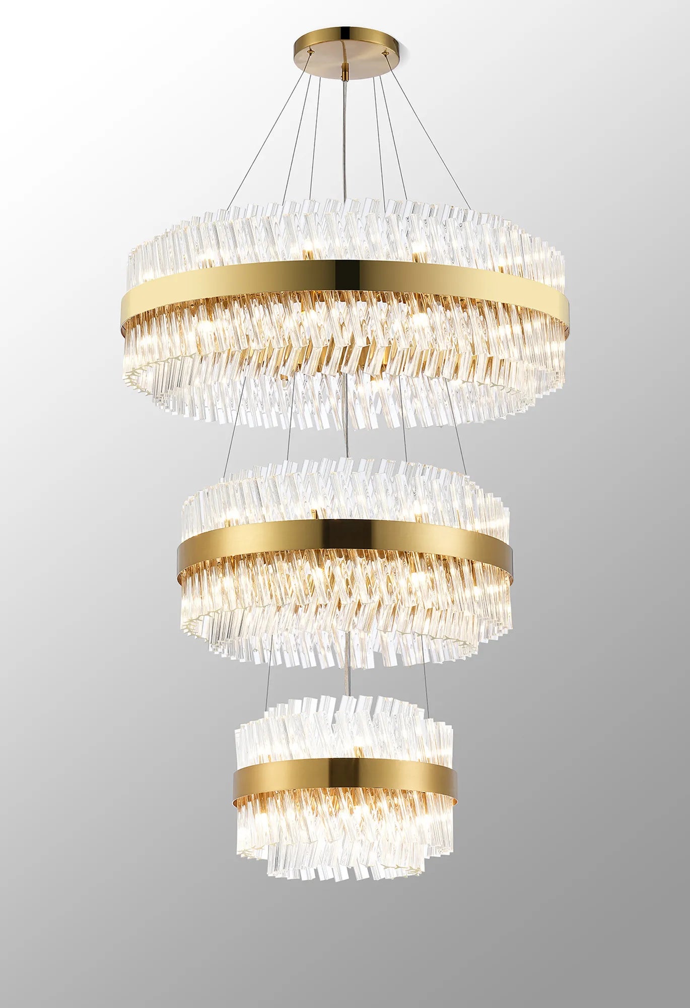 Farnley 3 Tier 80cm Pendant 24 Light - Brass & Clear