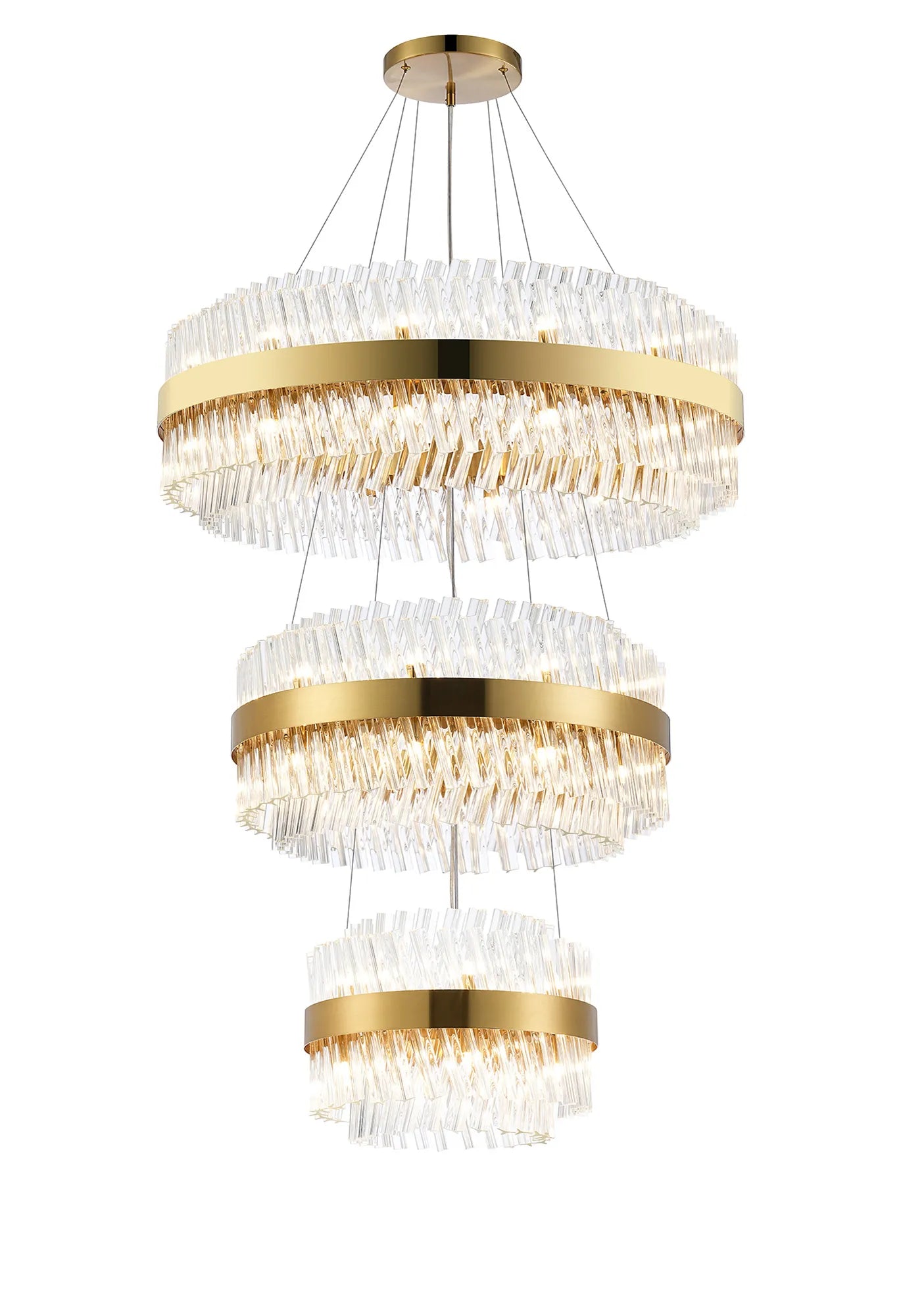 Farnley 3 Tier 80cm Pendant 24 Light - Brass & Clear