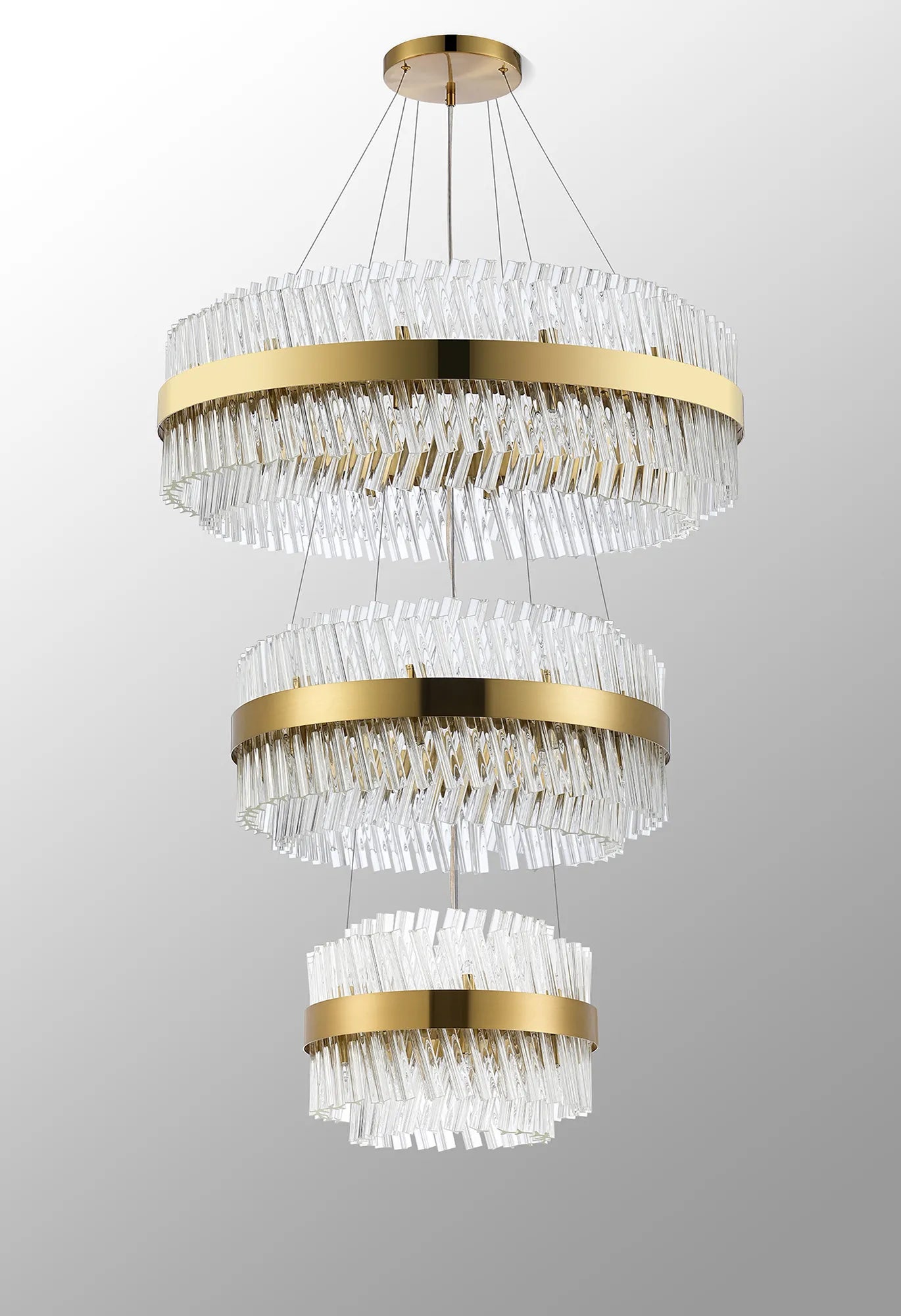 Farnley 3 Tier 80cm Pendant 24 Light - Brass & Clear