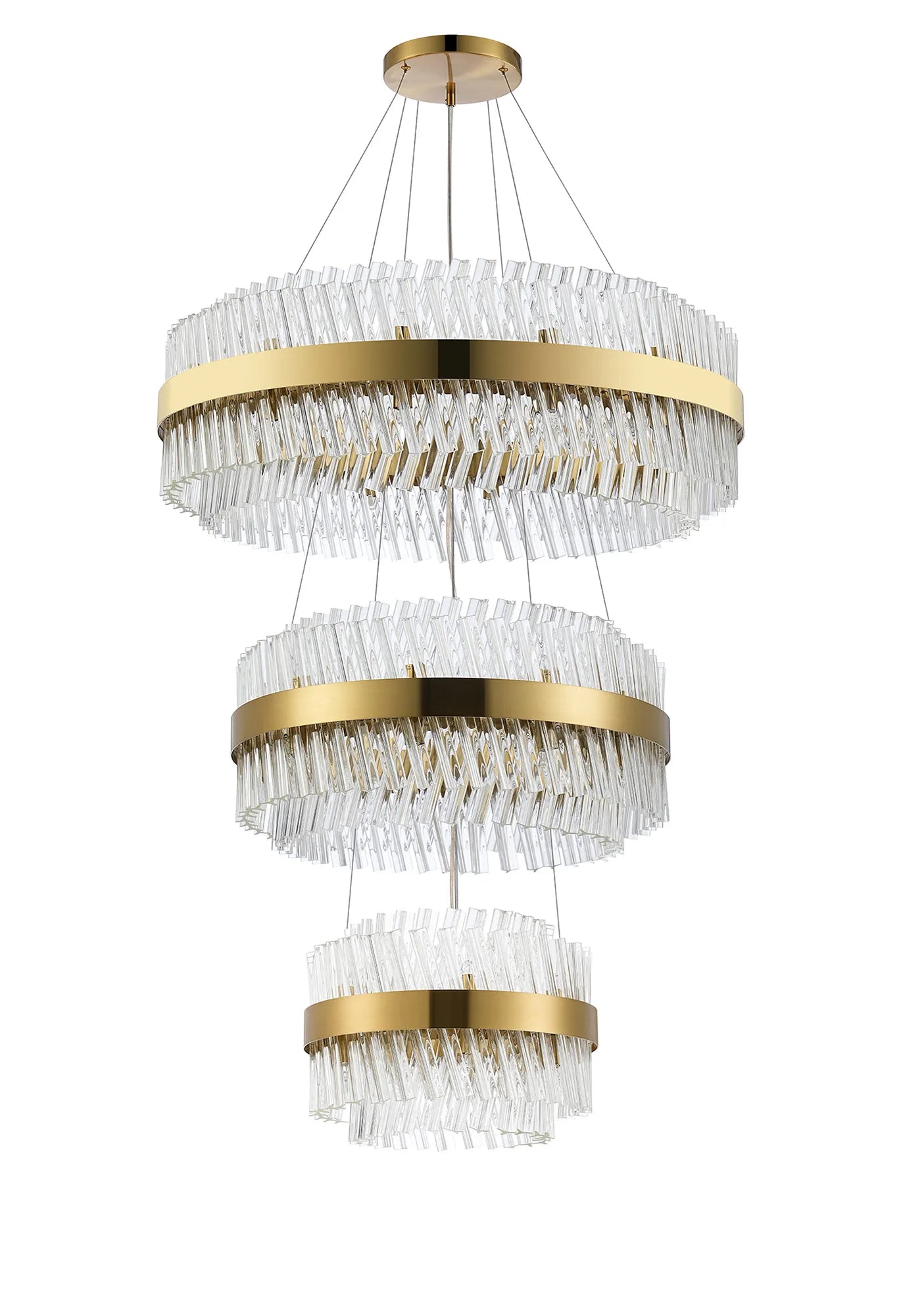 Farnley 3 Tier 80cm Pendant 24 Light - Brass & Clear