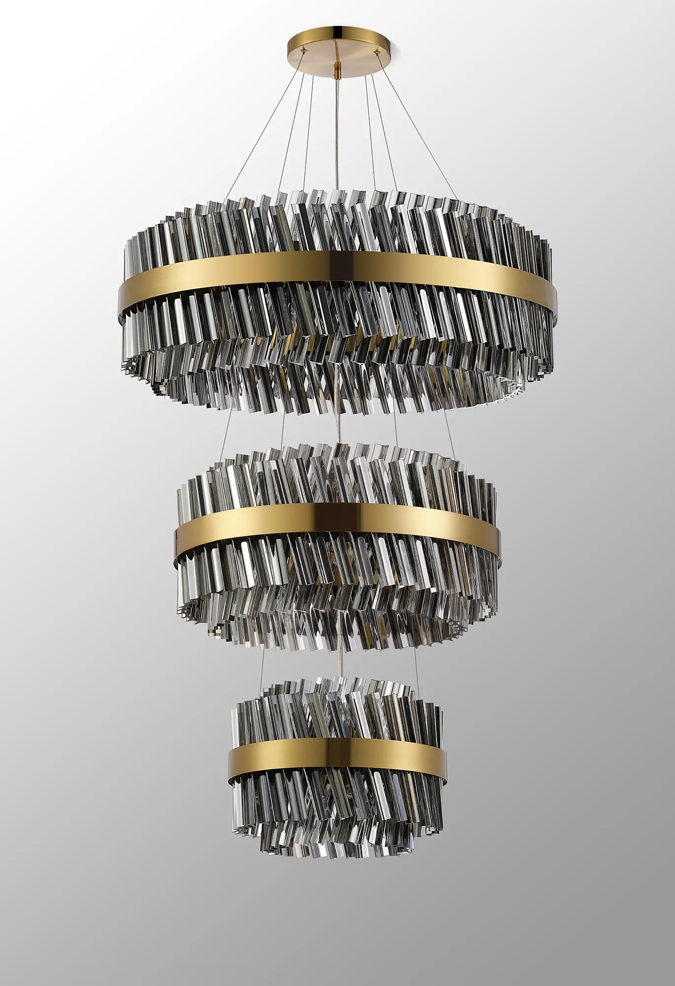 Farnley 3 Tier 80cm Pendant 24 Light - Brass & Smoke