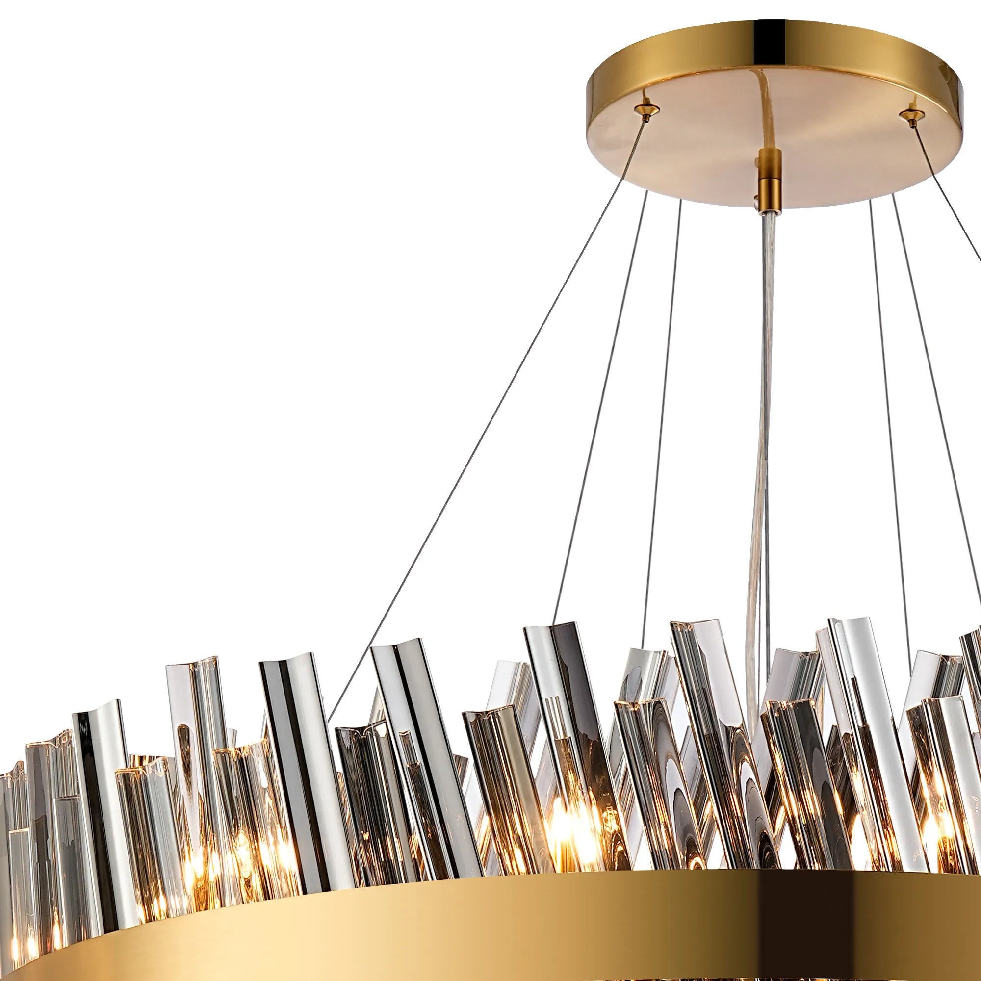 Farnley 3 Tier 80cm Pendant 24 Light - Brass & Smoke