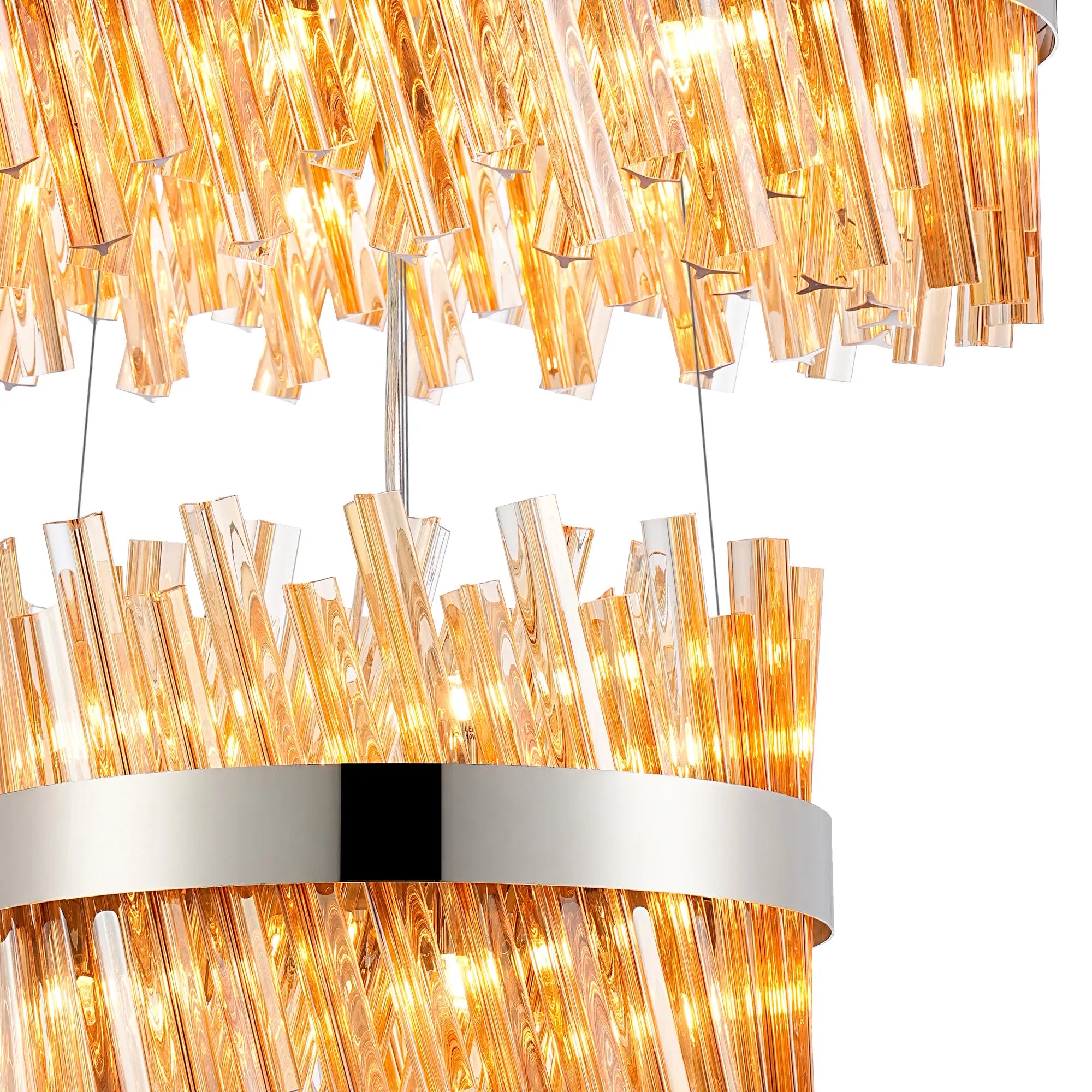 Farnley 3 Tier 80cm Pendant 24 Light - Polished Nickel & Amber