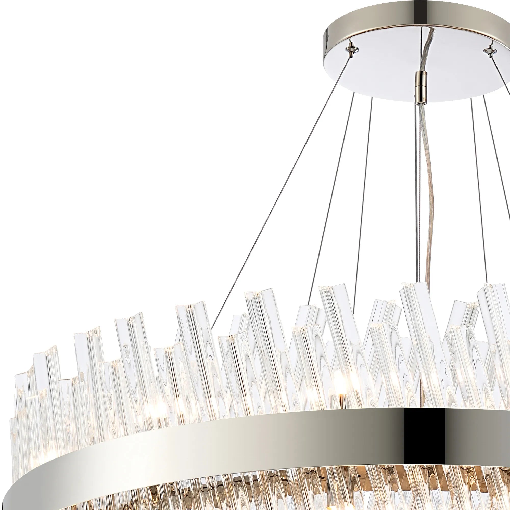 Farnley 3 Tier 80cm Pendant 24 Light - Polished Nickel & Clear