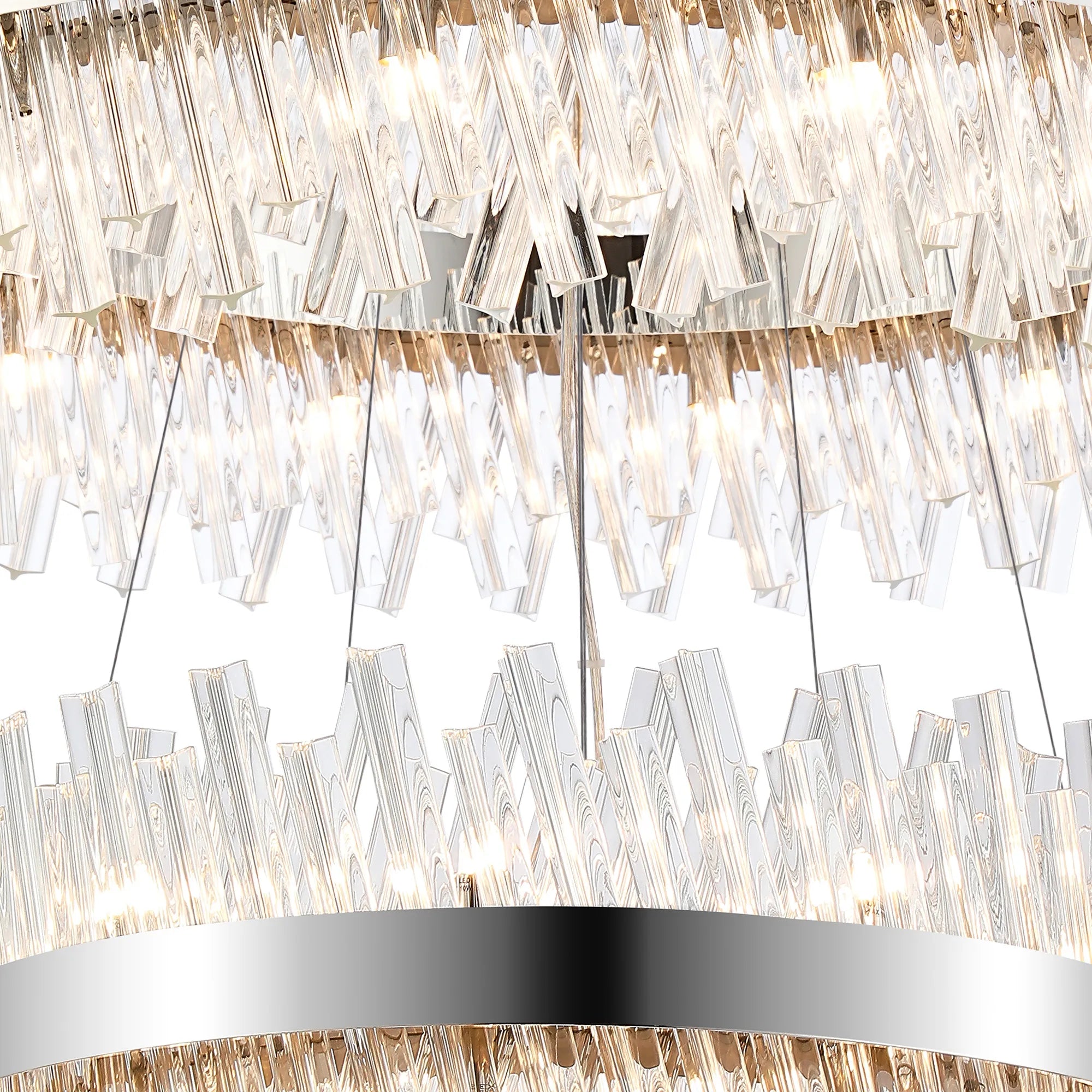 Farnley 3 Tier 80cm Pendant 24 Light - Polished Nickel & Clear